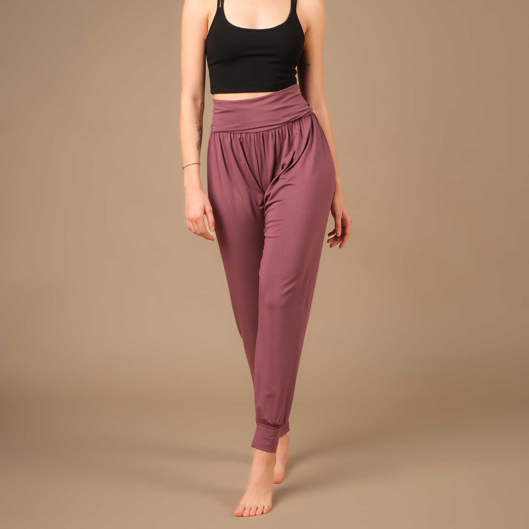 Pantalon de yoga Taj Mahal long fabriqué de manière durable en Suisse aubergine