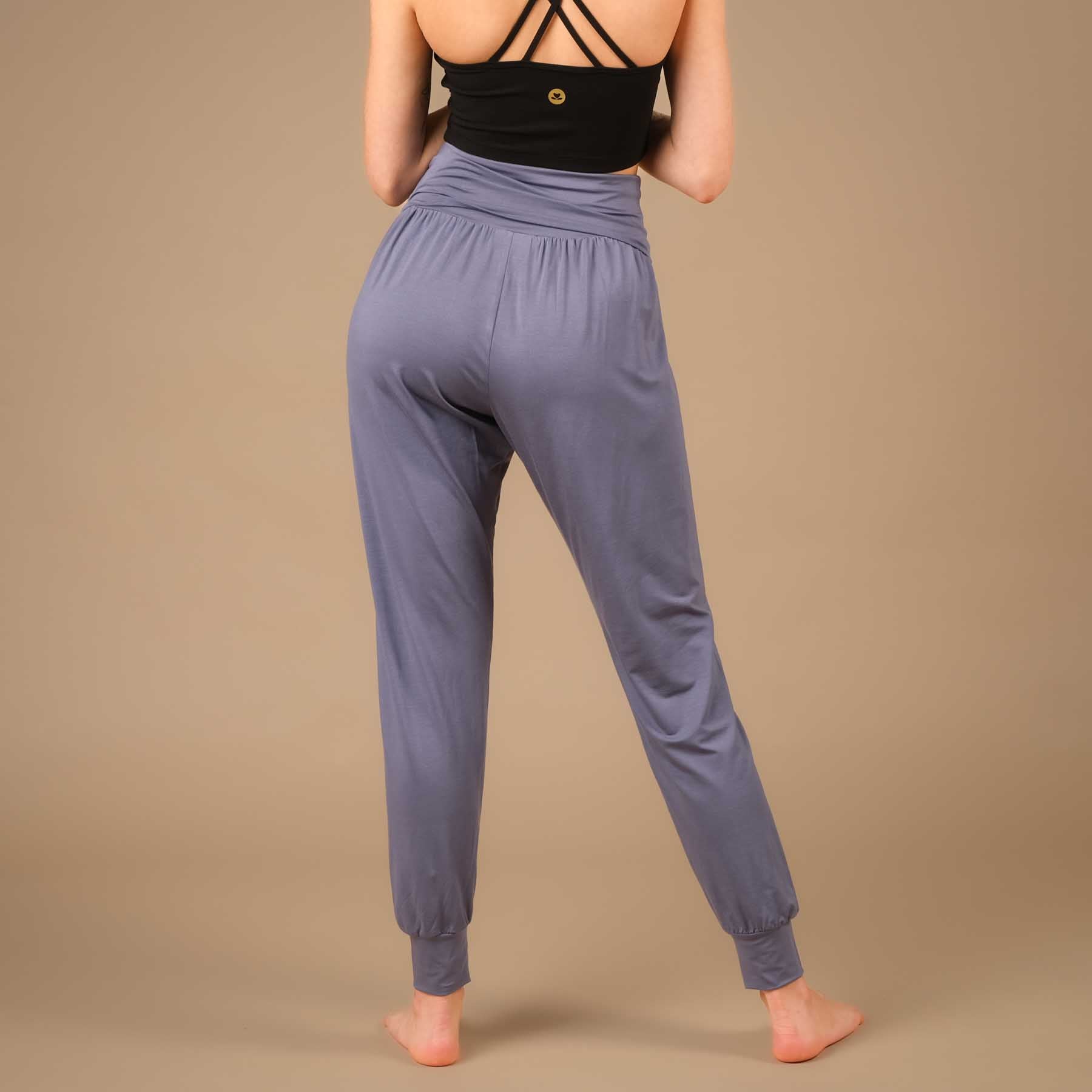 Pantalon de yoga Taj Mahal long fabriqué durablement en Suisse en couleur gris-bleu