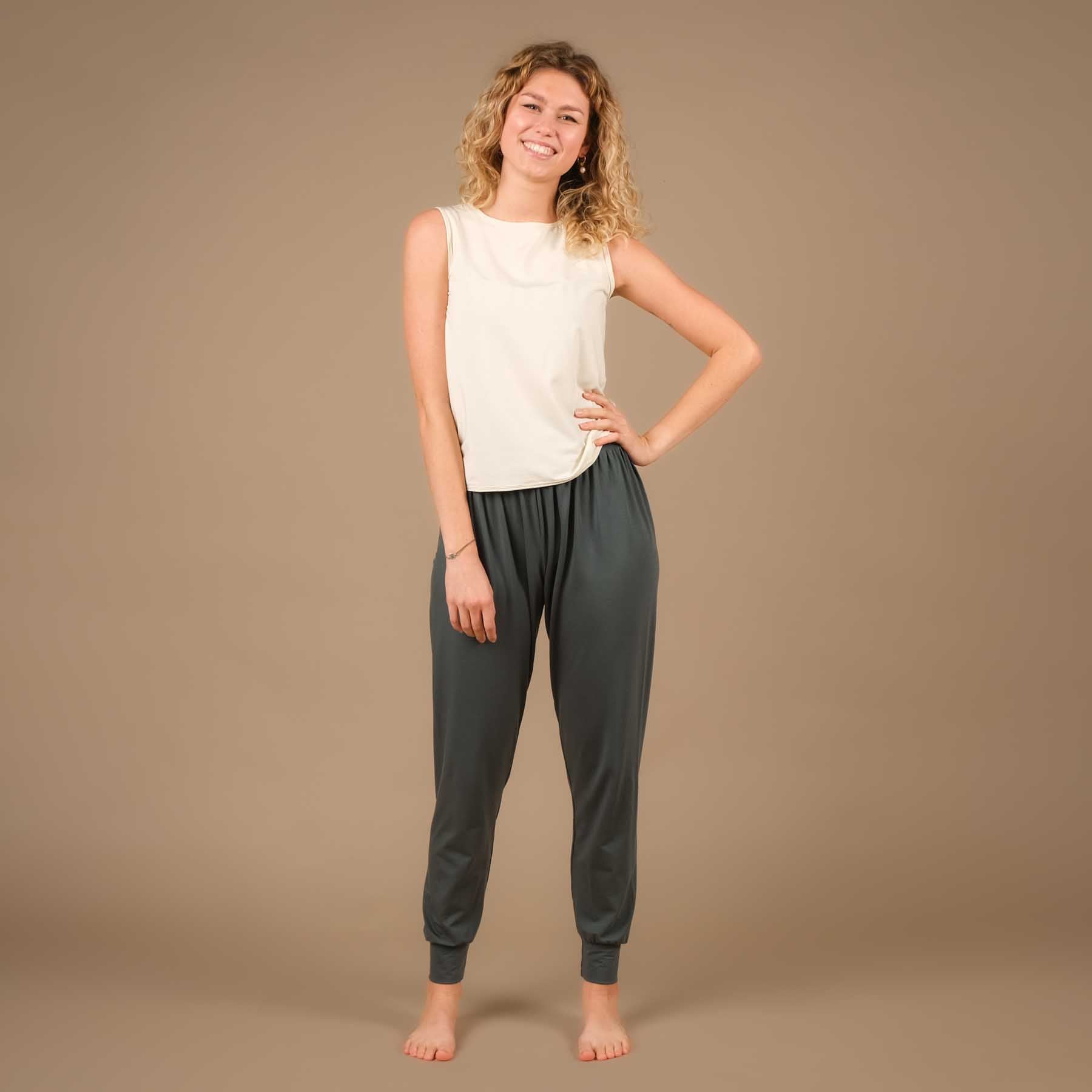 Pantalon de yoga Taj Mahal long fabriqué de manière durable en Suisse émeraude