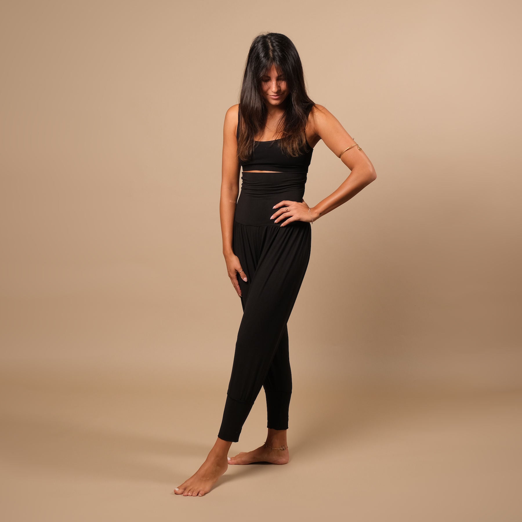 durable pantalon de yoga ample pantalon de harem 3/4 Taj Mahal fabriqué en Suisse noir