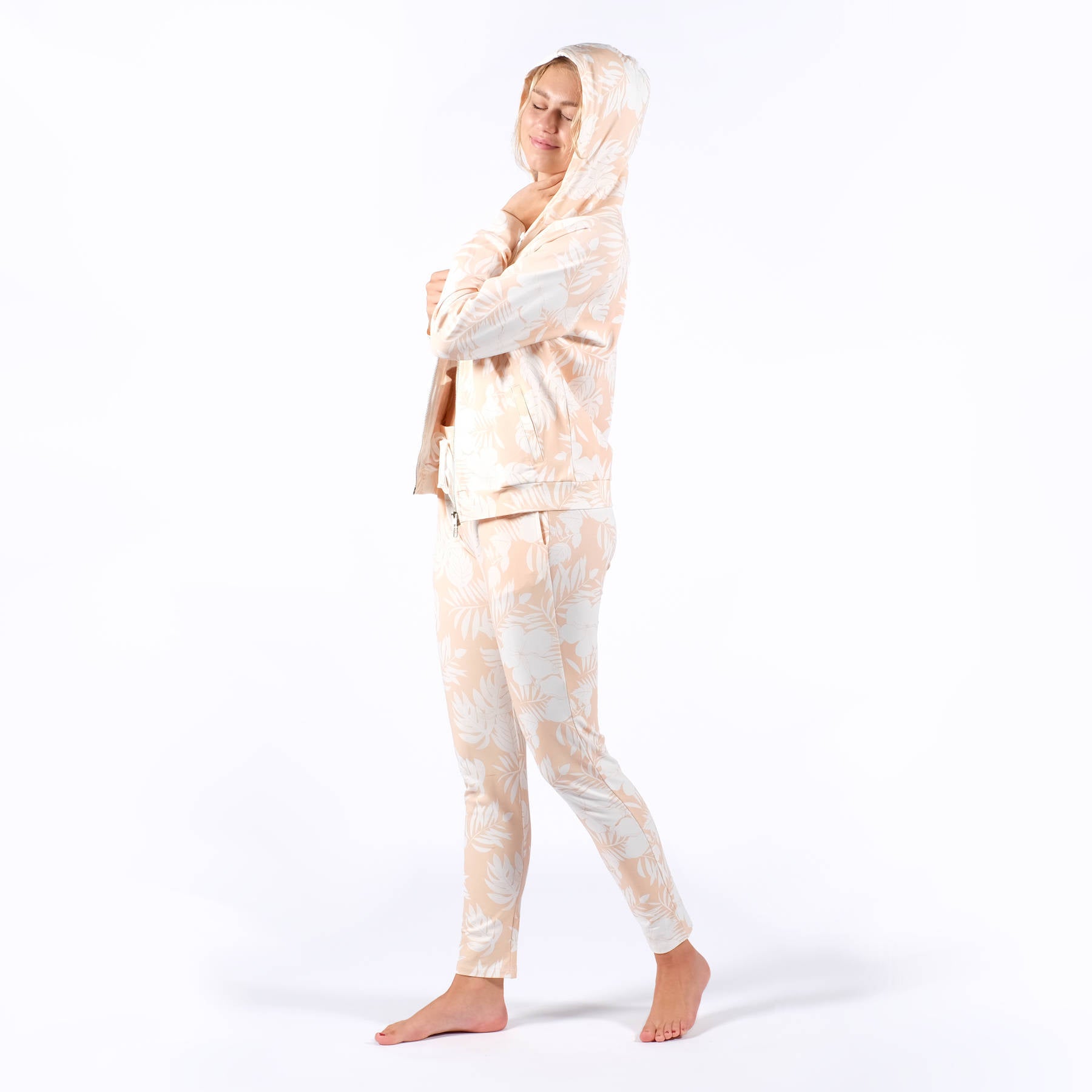 Sweat-shirt de yoga avec fermeture éclair aprico Jungle Print