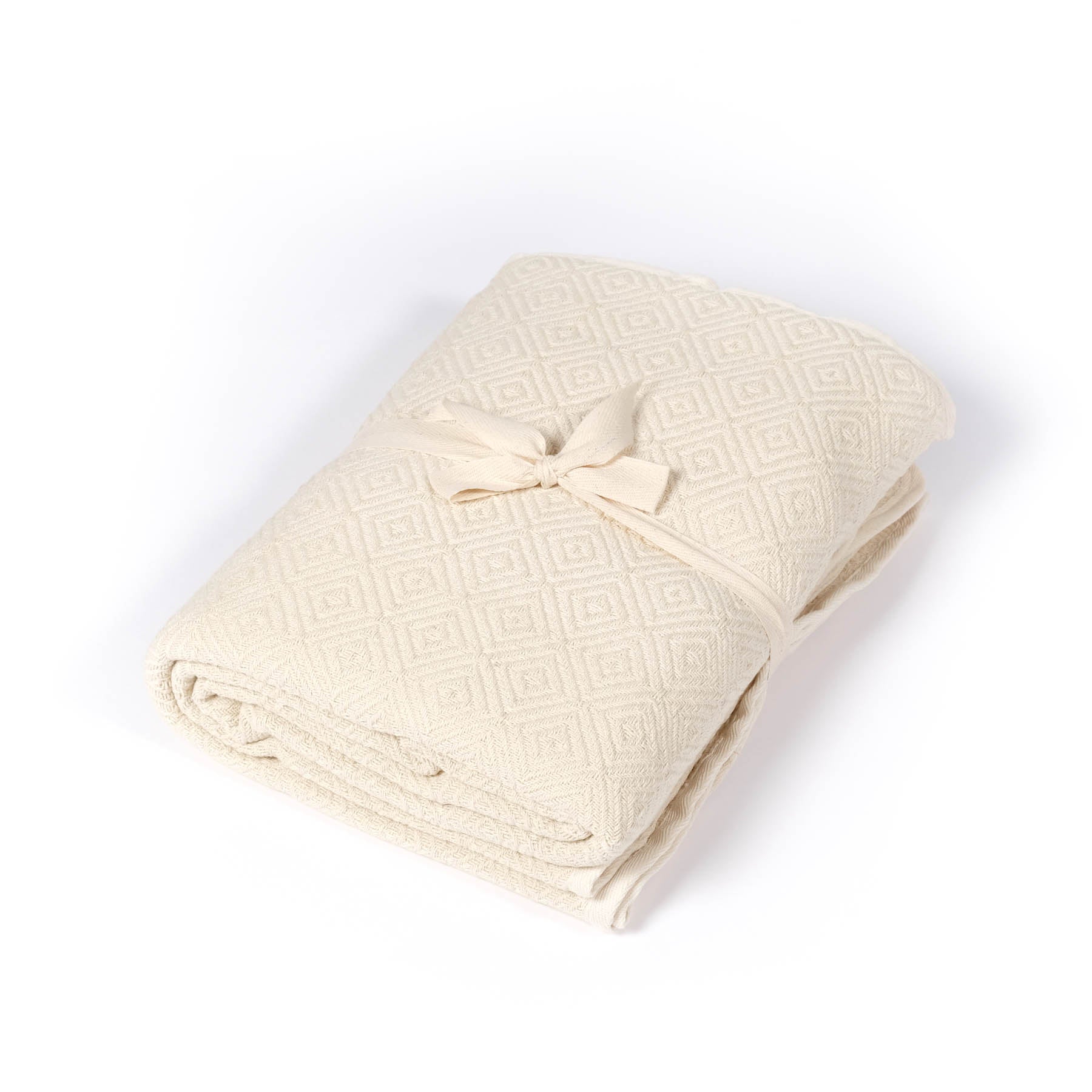 Couverture de yoga en coton bio blanc naturel