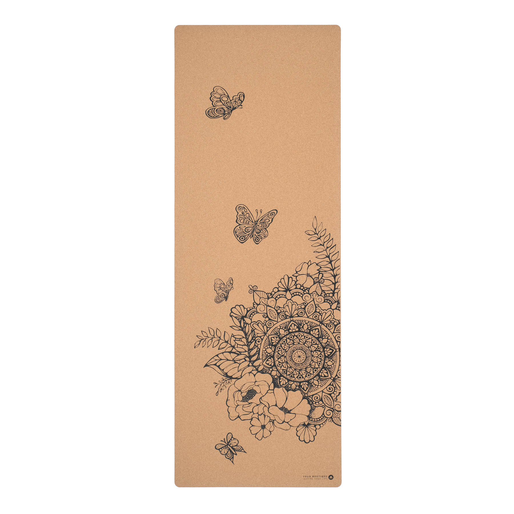 Tapis de yoga en liège Tropical noir sans PVC, biodégradable