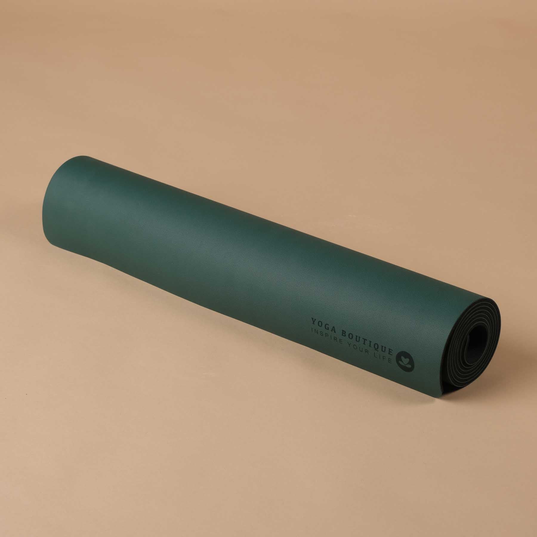 Tapis de yoga SuperGrip 2.0 Moon vert foncé en caoutchouc naturel super antidérapant avec lignes d'aide pour un alignement correct