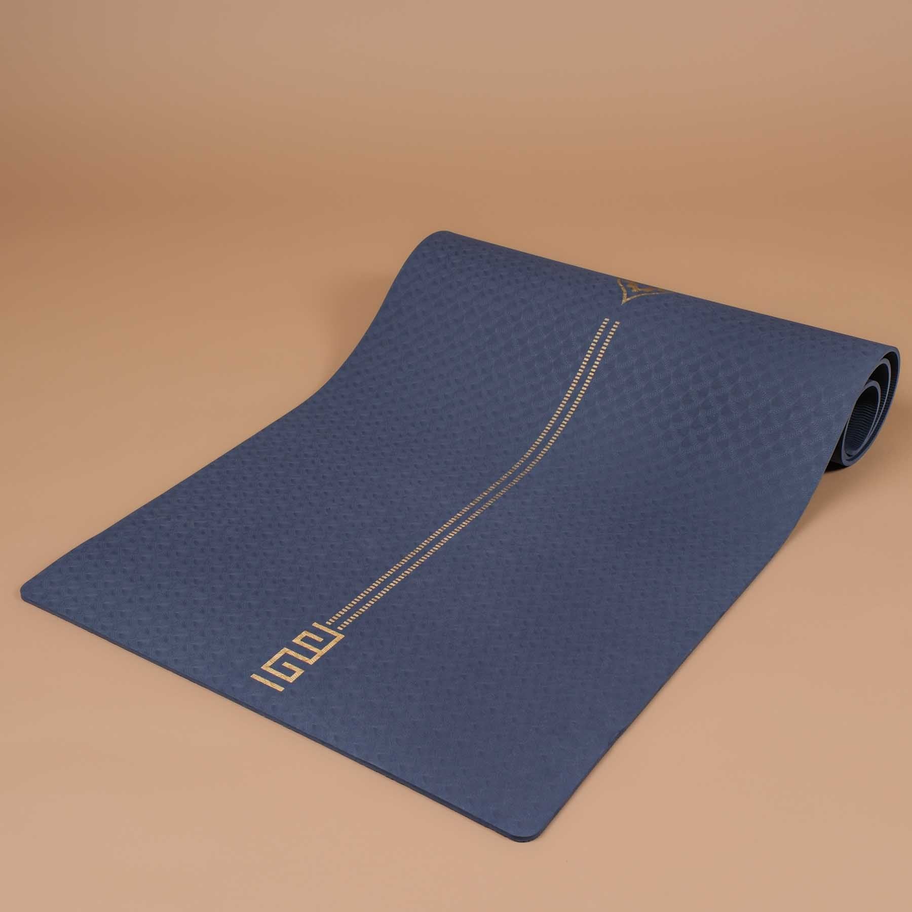 Tapis de yoga TPE gold Print bleu marine