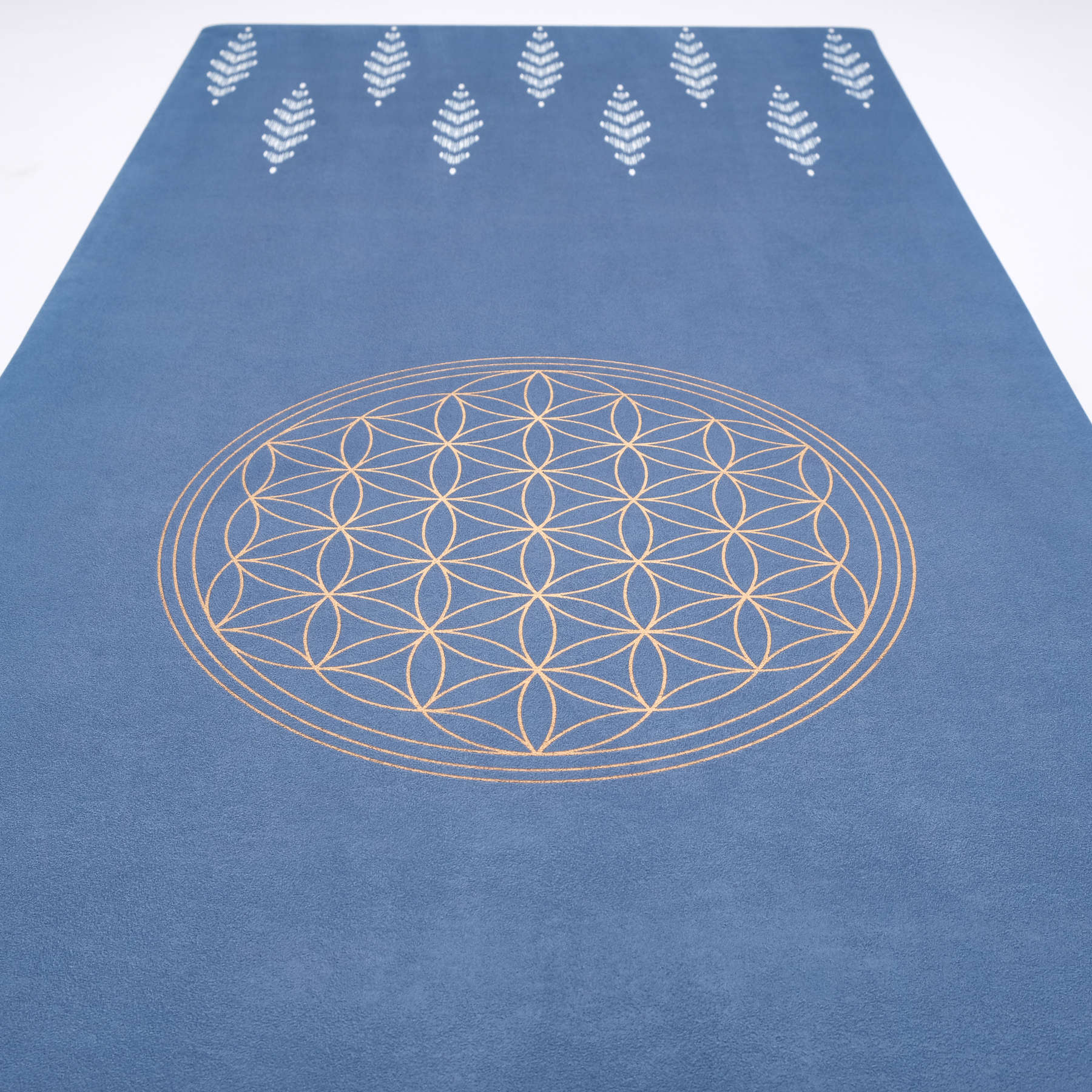 Tapis de yoga velours Fleur de vie bleu indigo