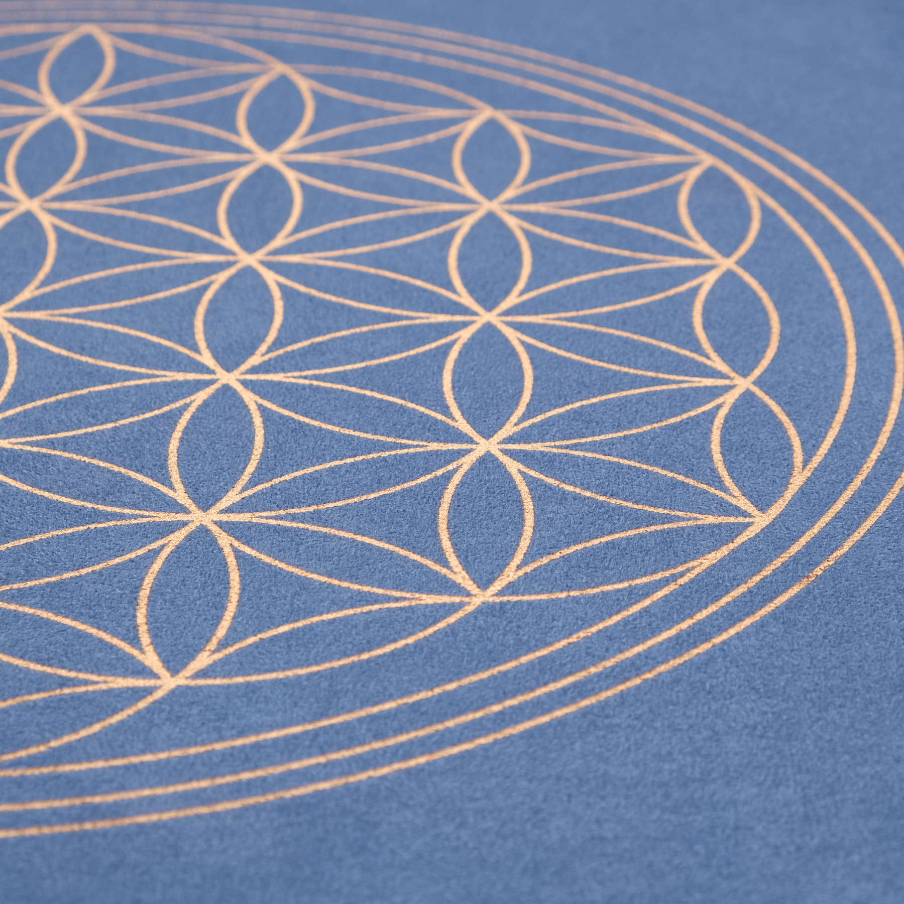 Tapis de yoga velours Fleur de vie bleu indigo