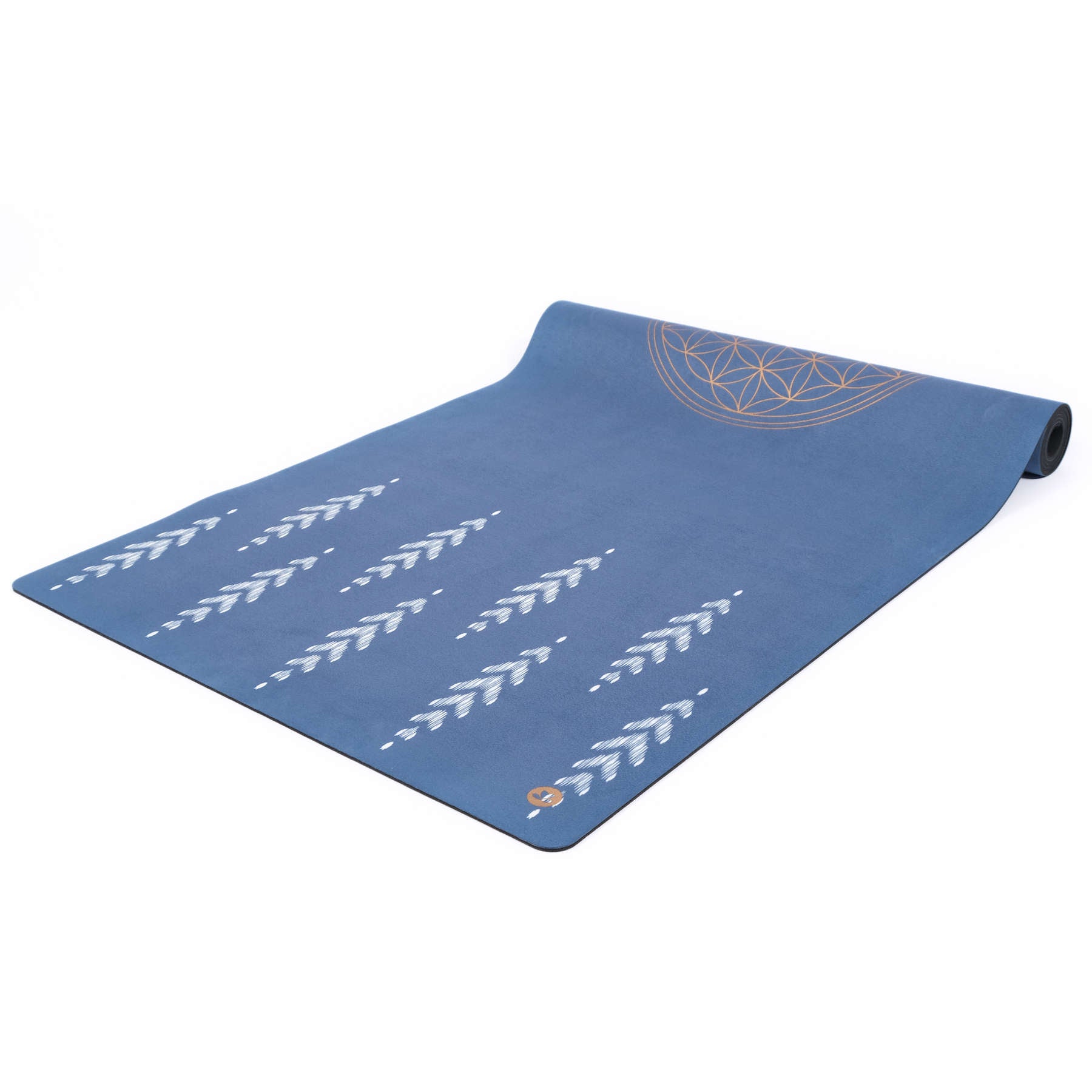 Tapis de yoga velours Fleur de vie bleu indigo