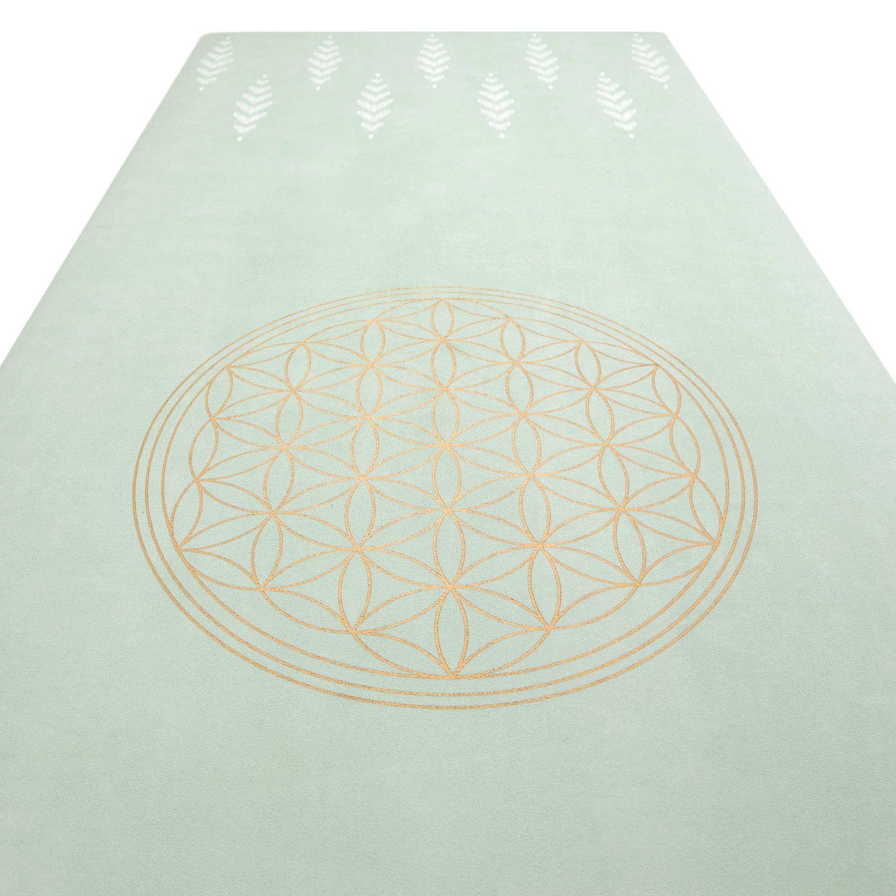 Tapis de yoga velours Fleur de vie menthe