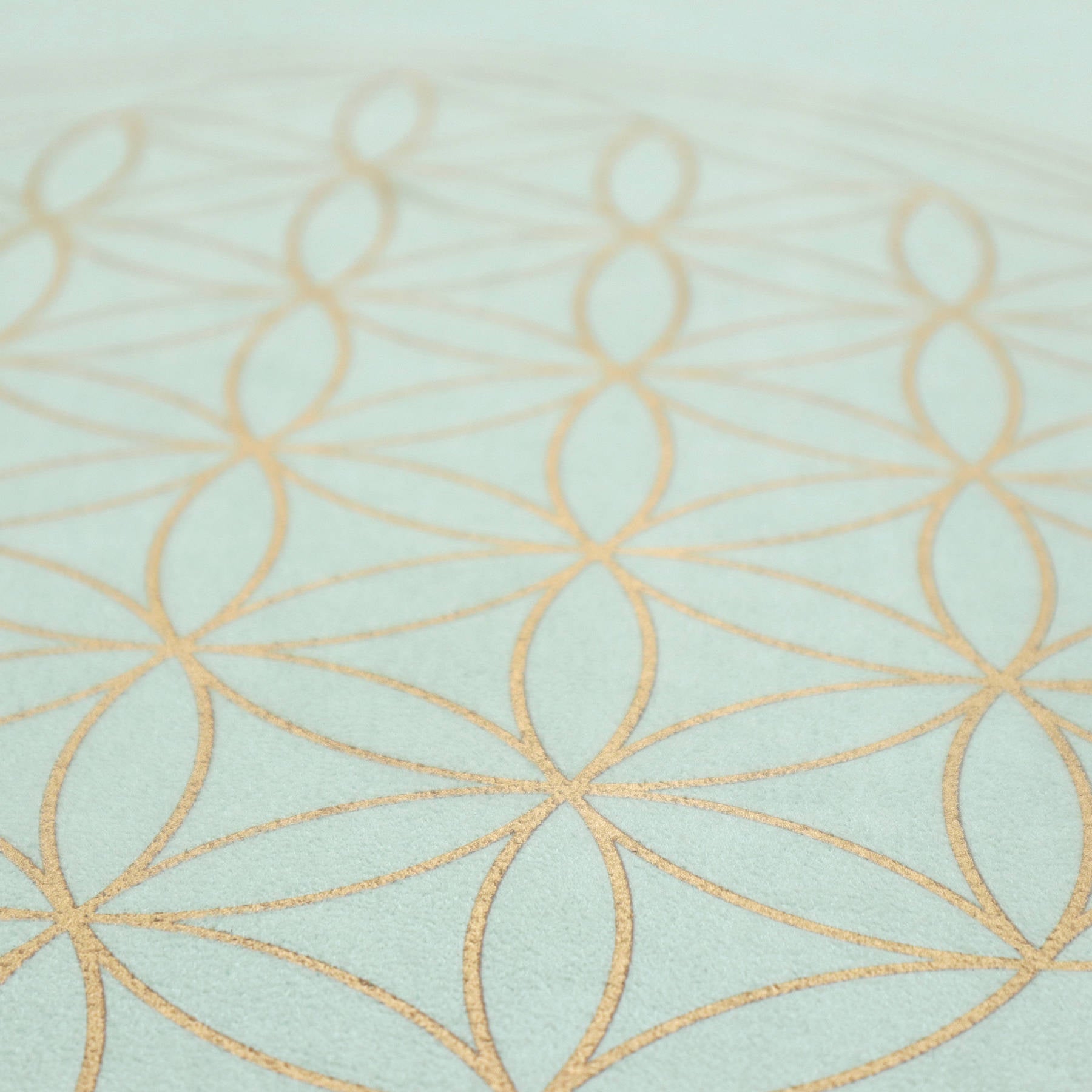 Tapis de yoga velours Fleur de vie menthe