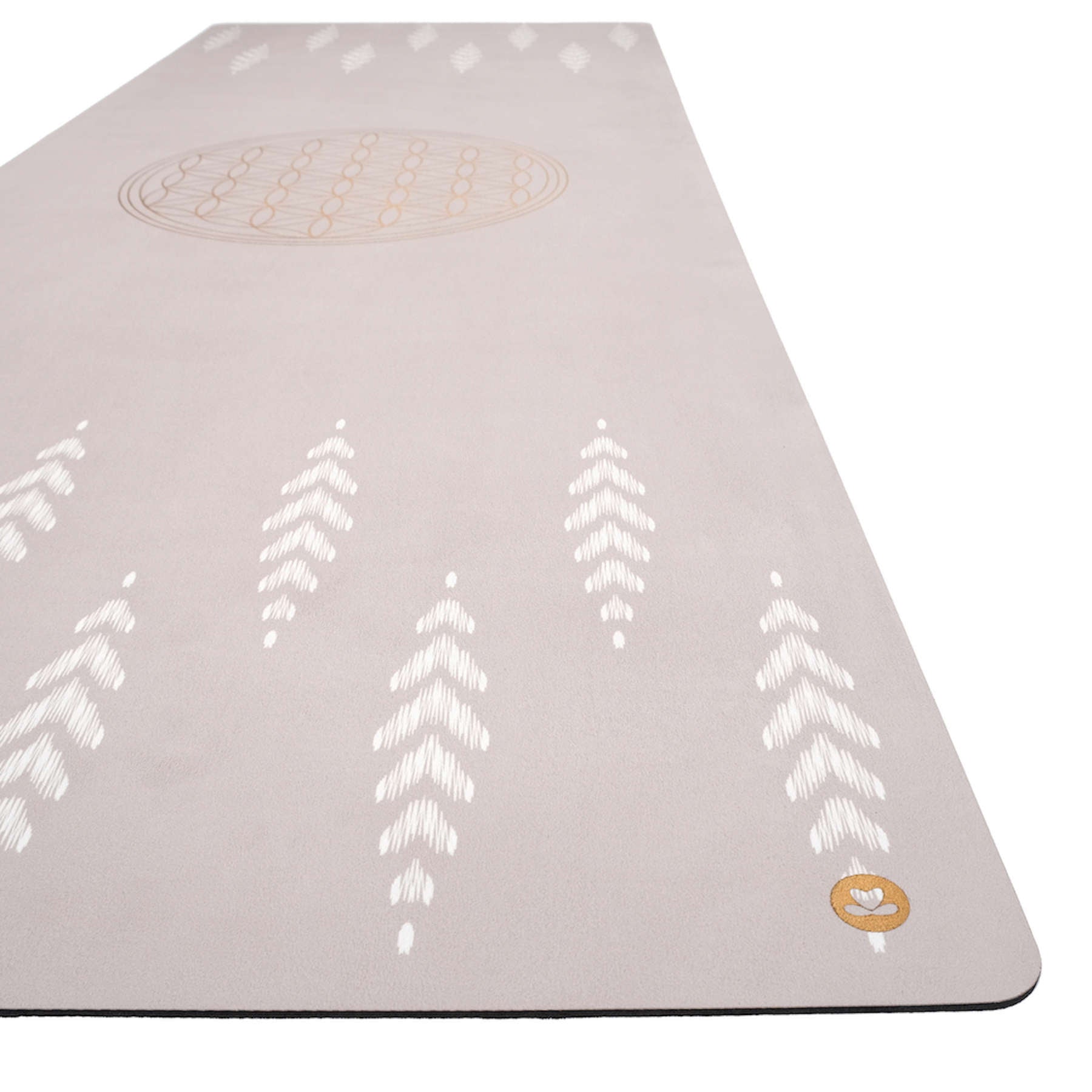 Tapis de yoga velours Fleur de vie sable