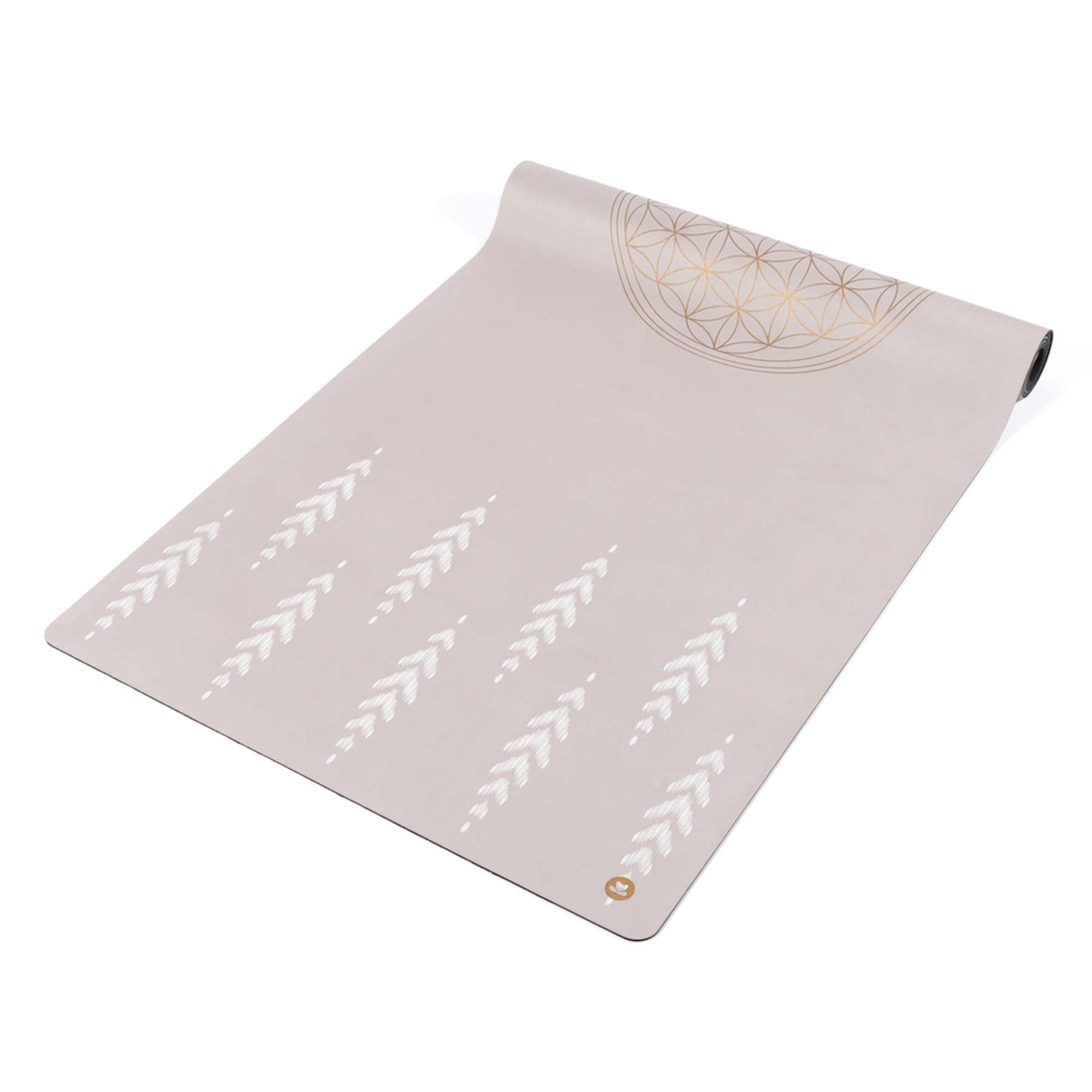 Tapis de yoga velours Fleur de vie sable