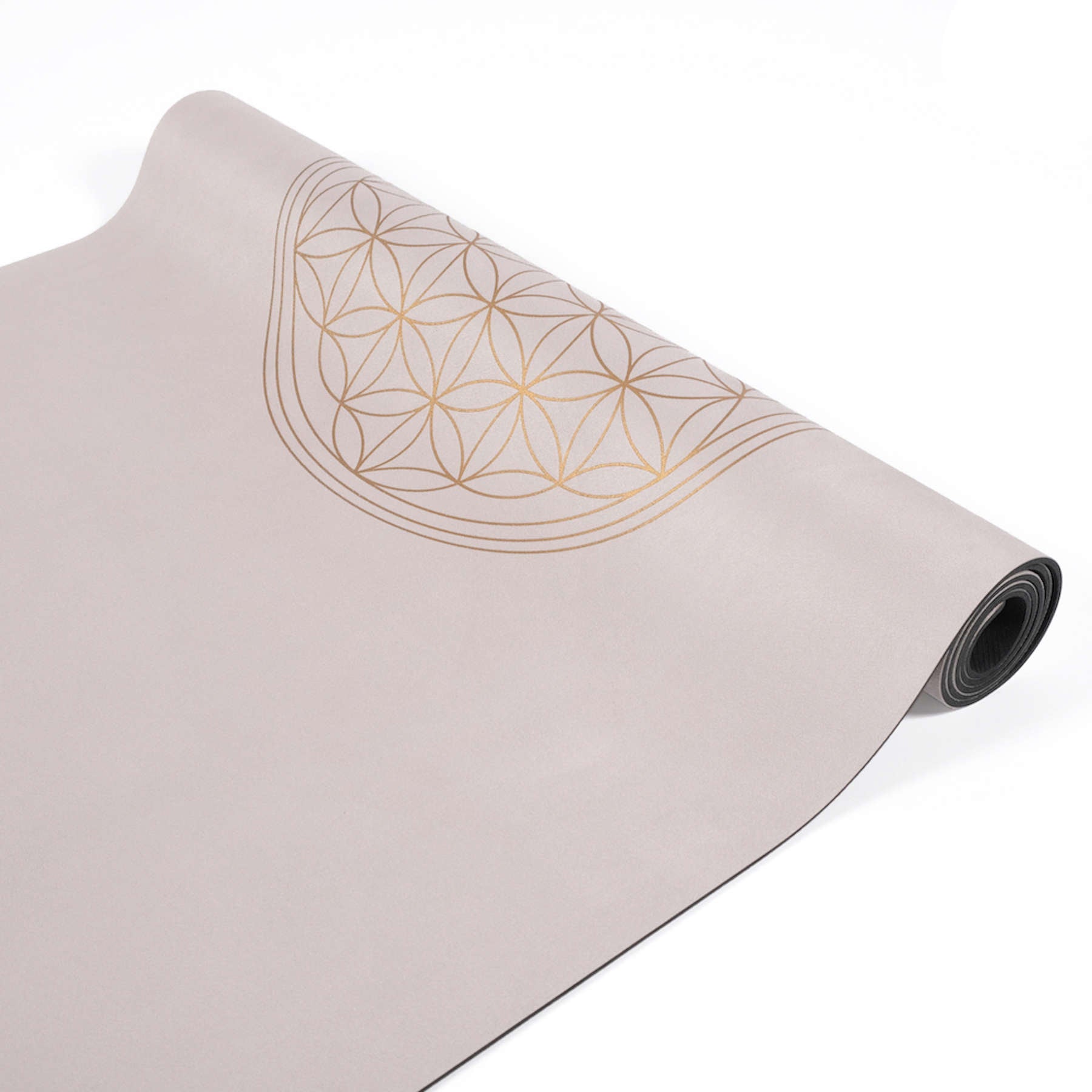 Tapis de yoga velours Fleur de vie sable