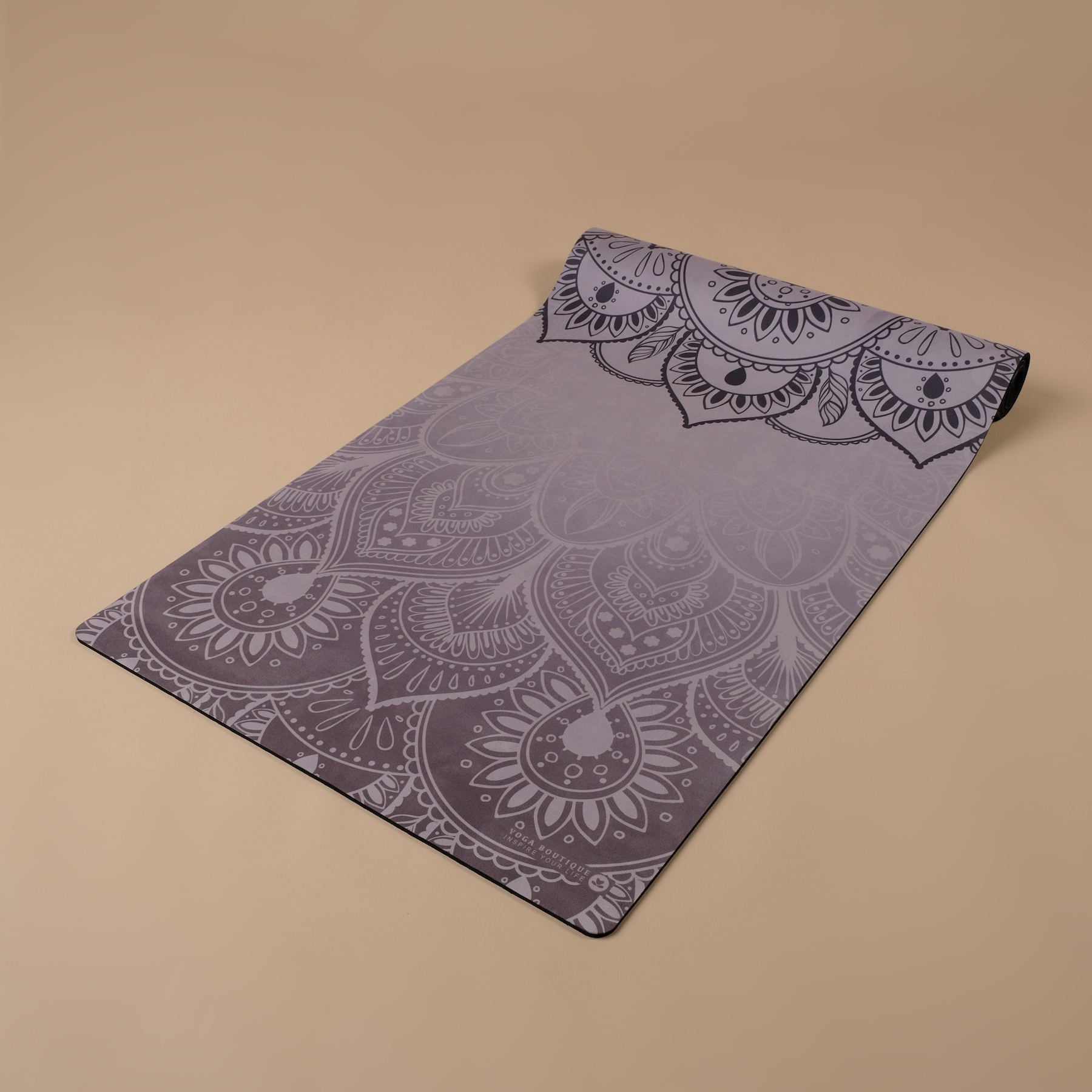 Tapis de yoga velours Mandala noir