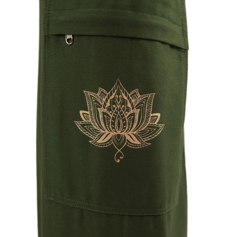 Sac pour matelas de yoga Lotus en coton vert olive