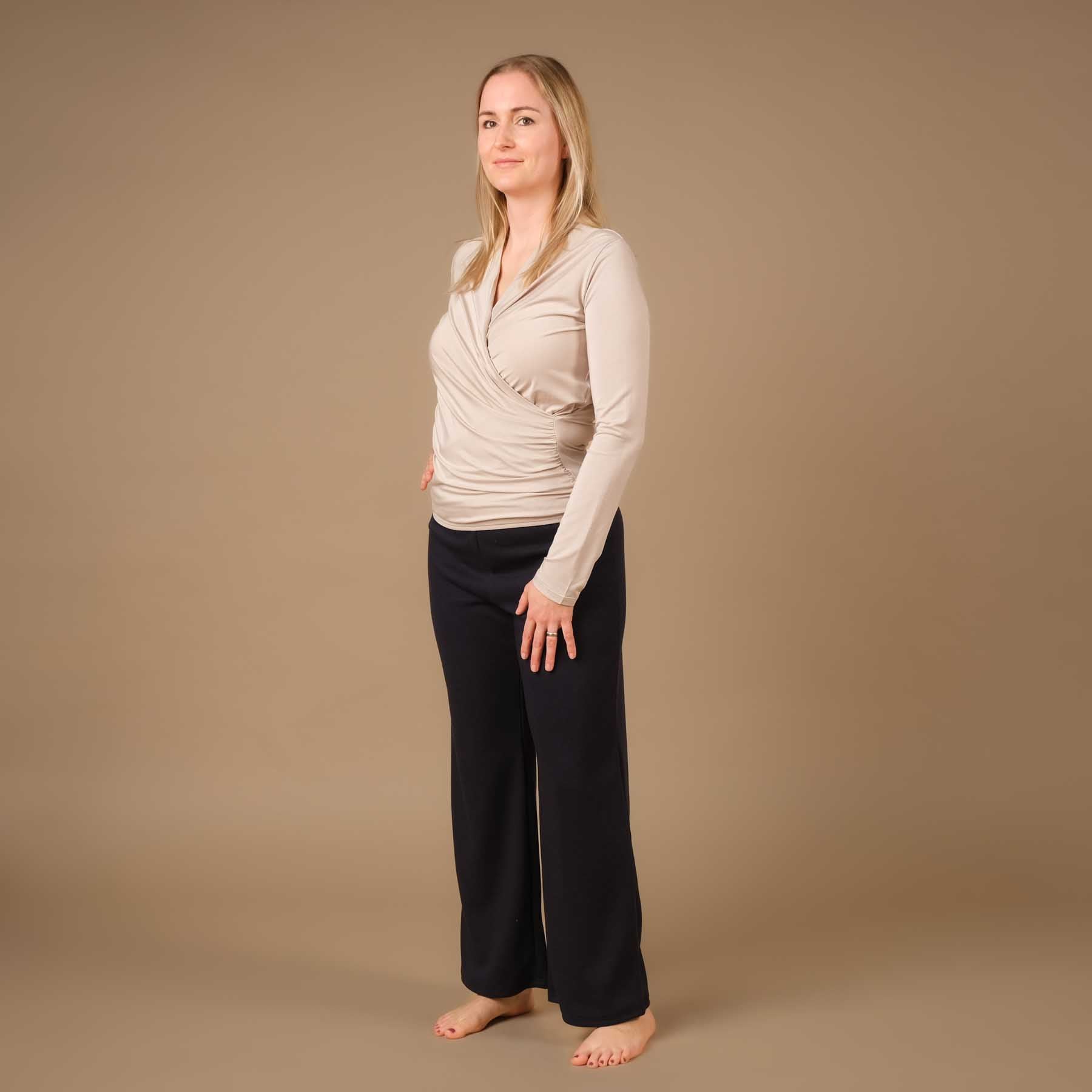 Shirt de yoga enveloppante à manches longues sable
