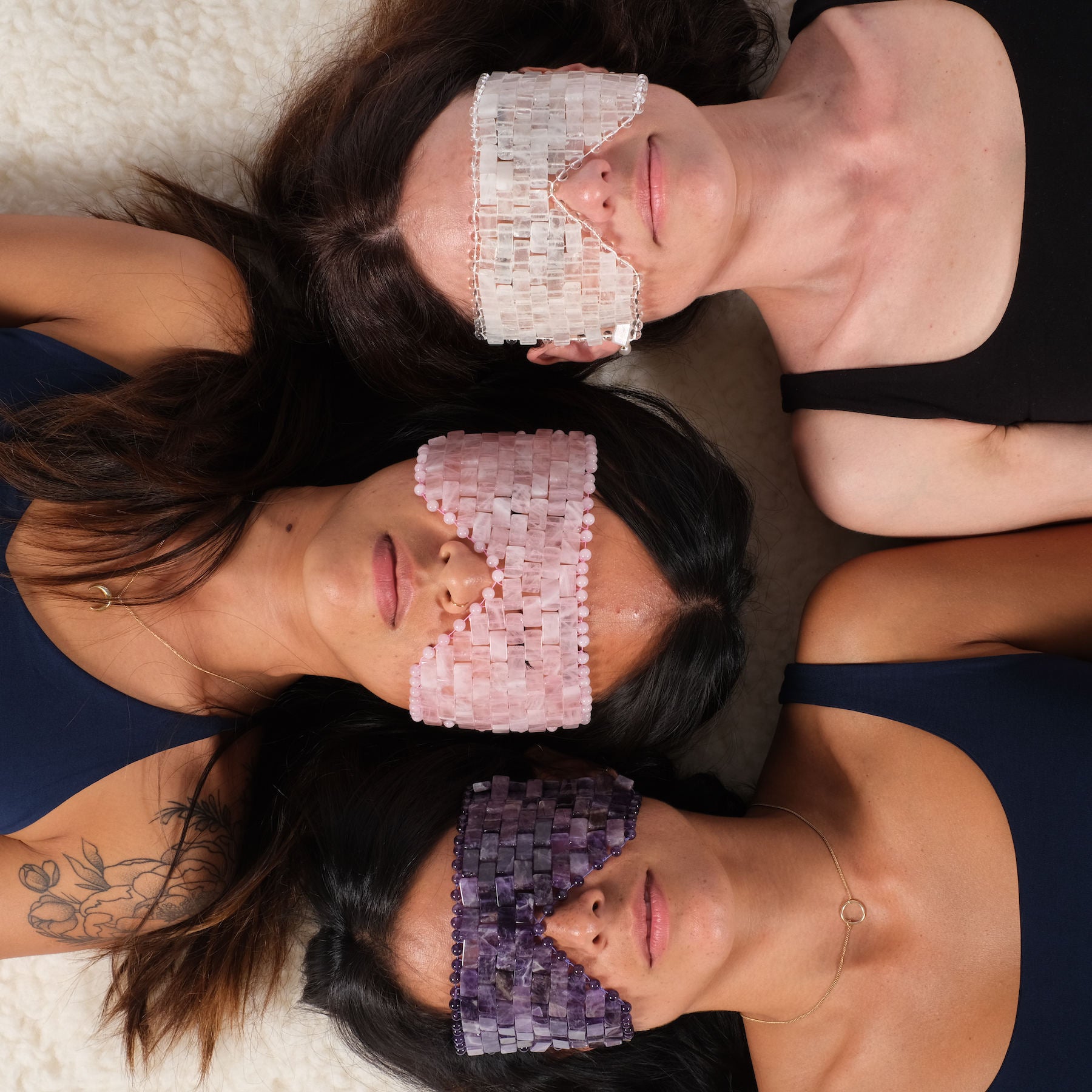Commander des masques pour les yeux en quartz rose, cristal de roche et améthyste dans le Yoga Shop Suisse