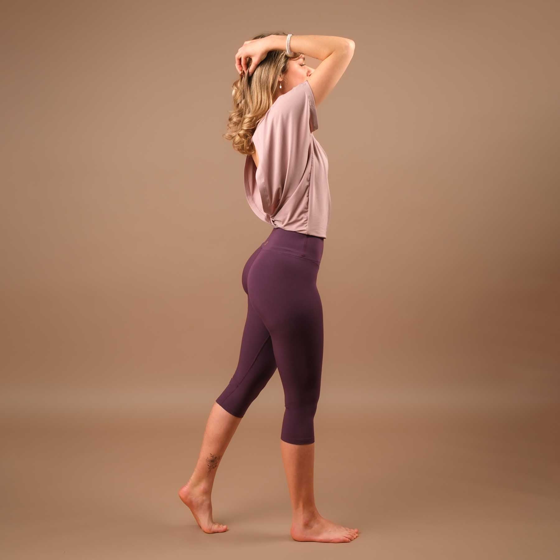 Shirt de yoga dos-nu ouvert derrière rose
