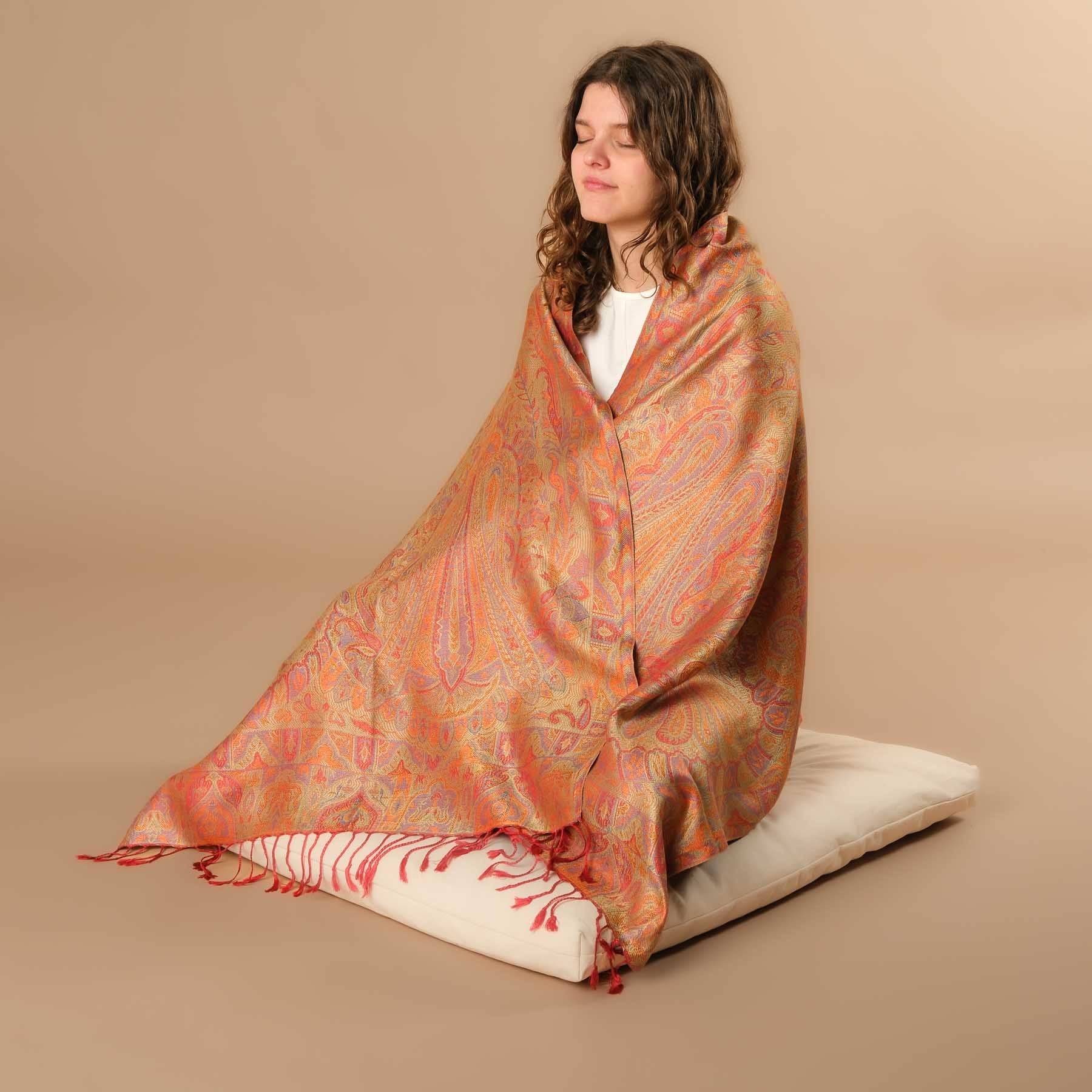 Foulard de méditation en soie « Coucher de soleil »