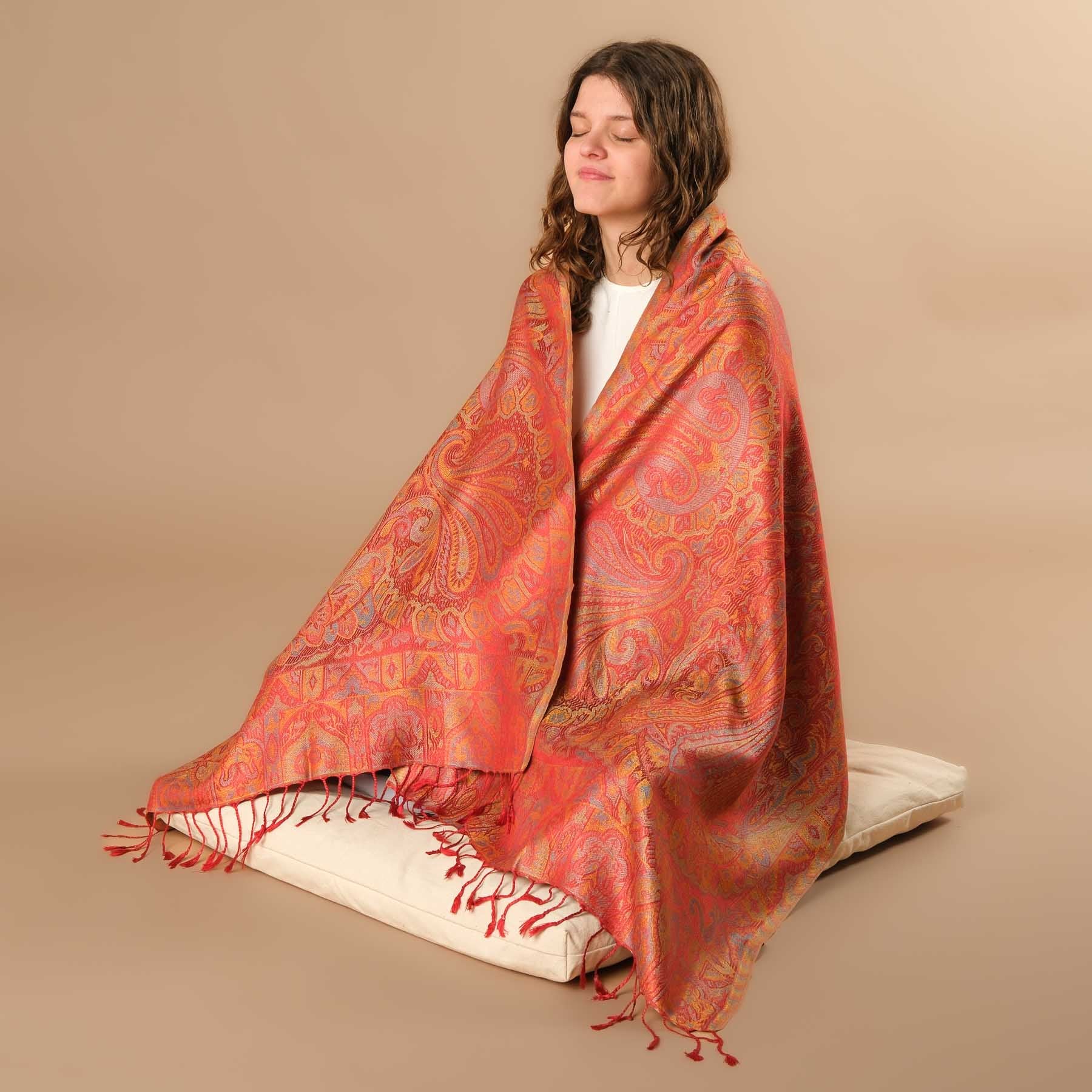 Foulard de méditation en soie « Coucher de soleil »