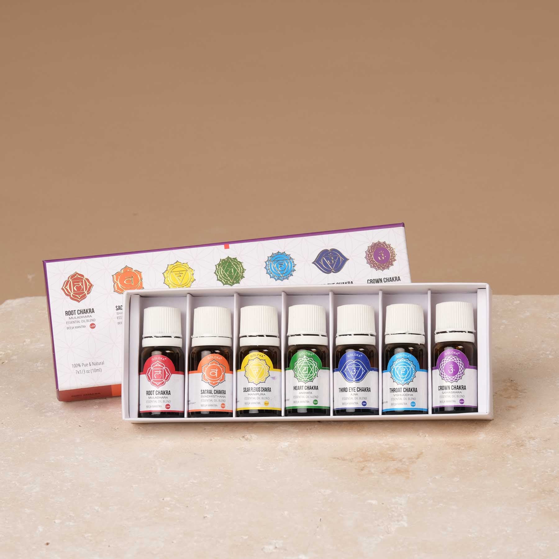 Goloka 7 Chakras Set de mélanges d'huiles