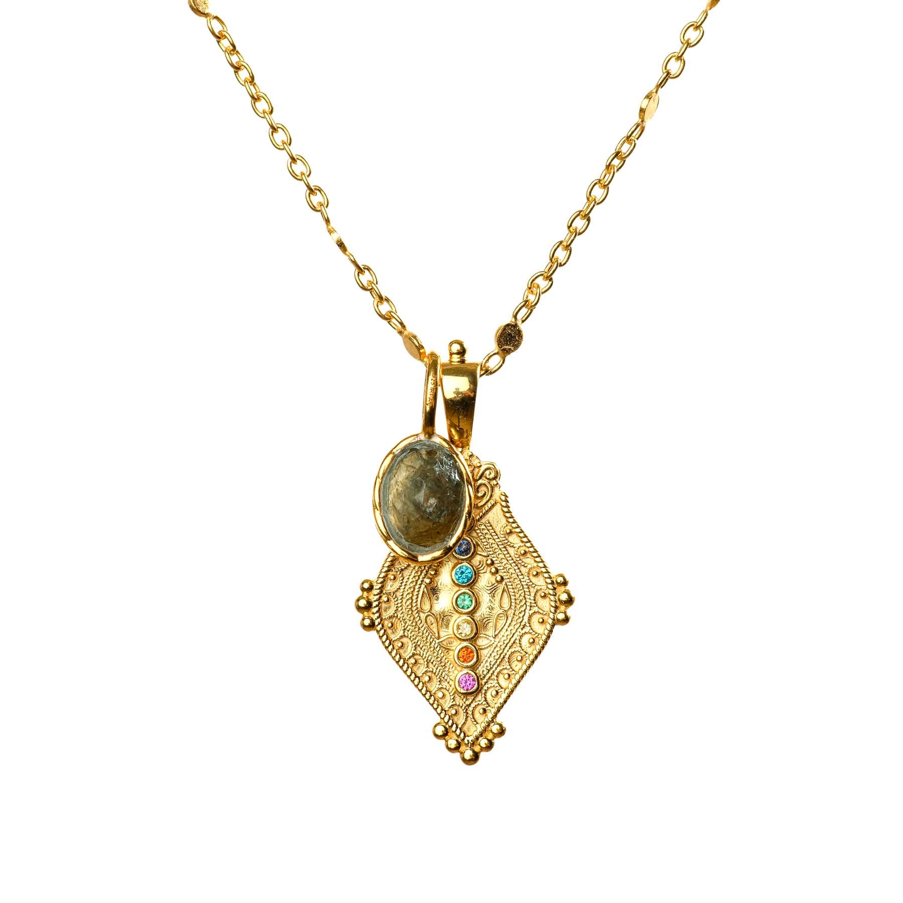 Pendentif Collier Labradorite or