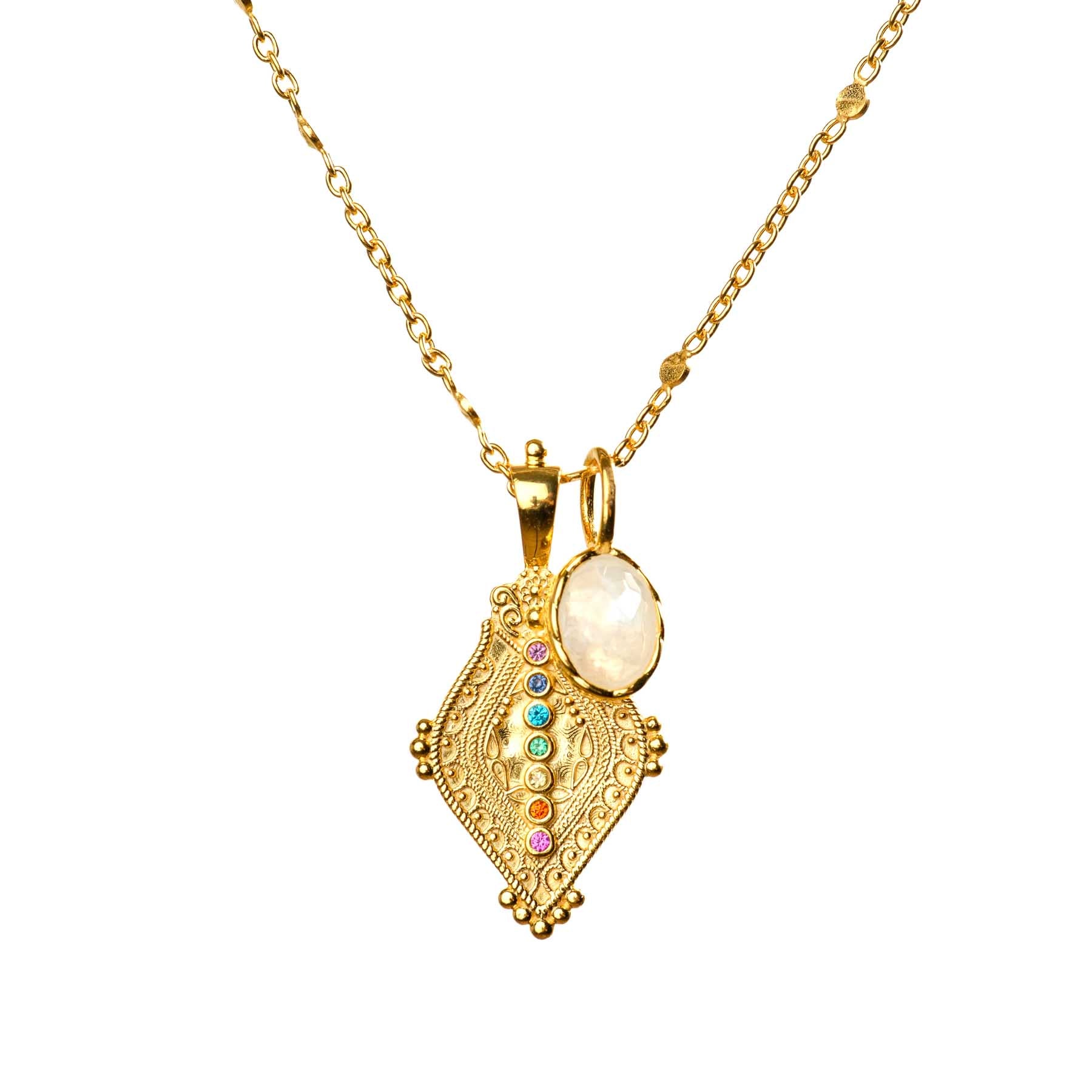 Collier pendentif pierre de lune or