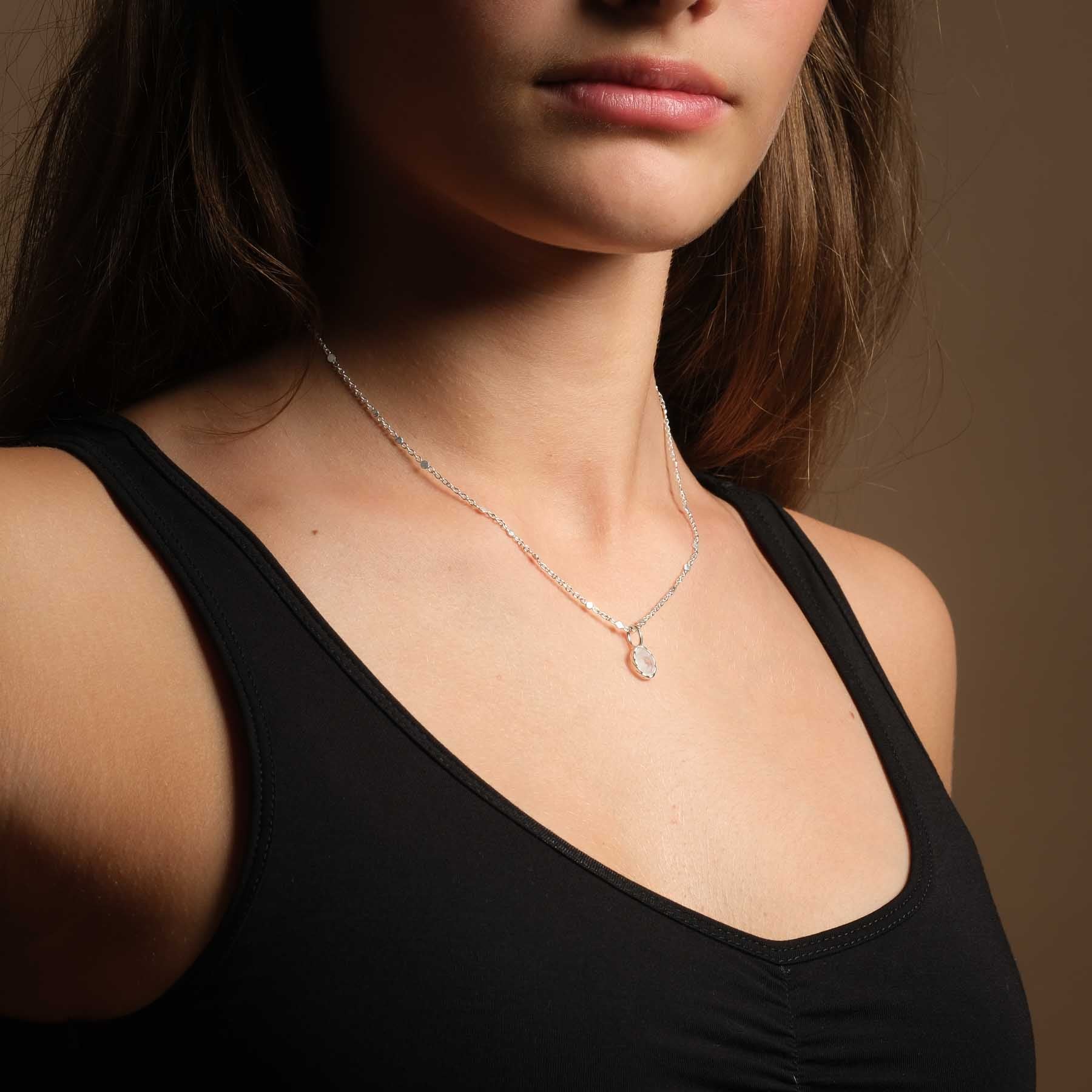 Collier pendentif pierre de lune argent