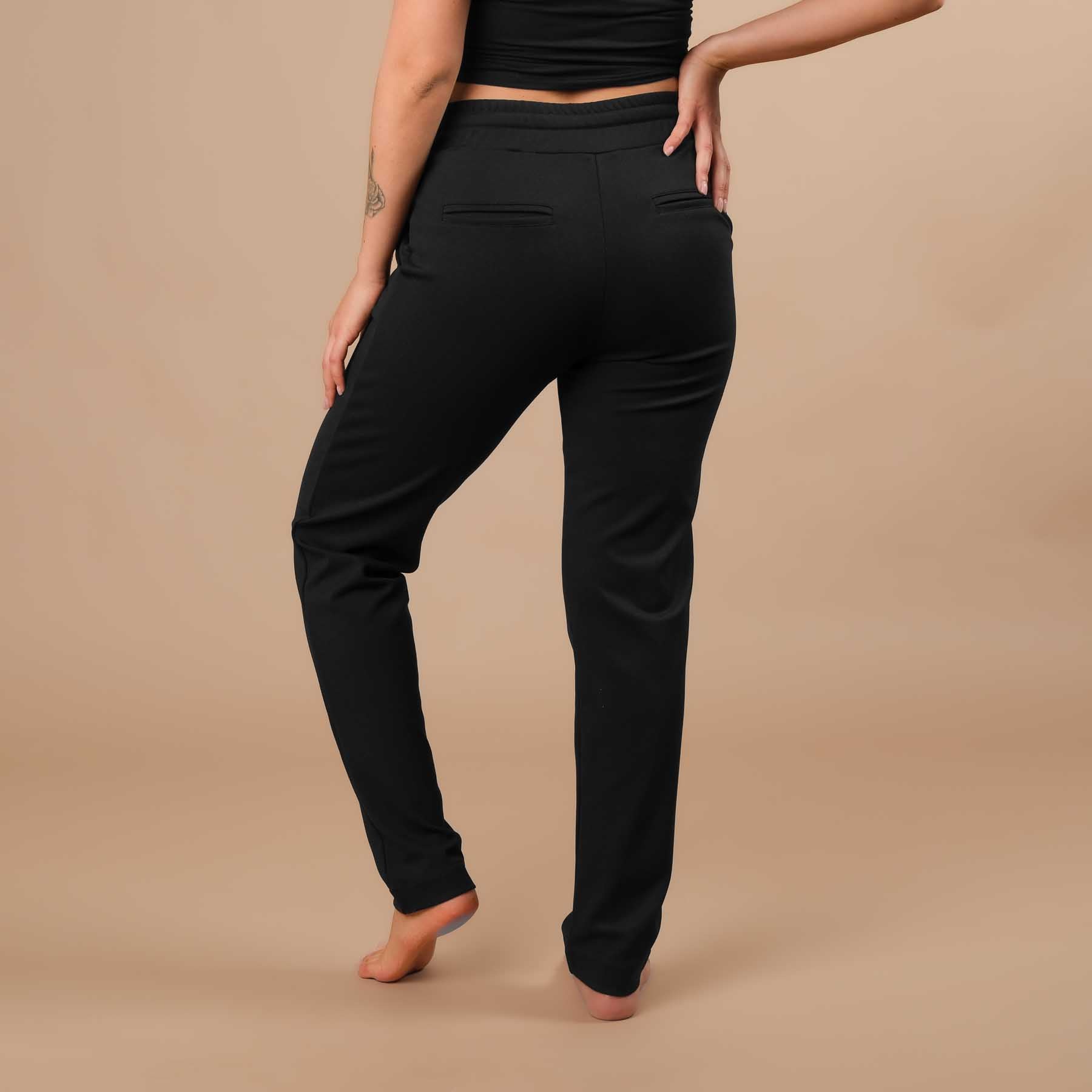 Business Jogger Pantalon Femme - pantalon d'affaires élastique avec passepoil noir