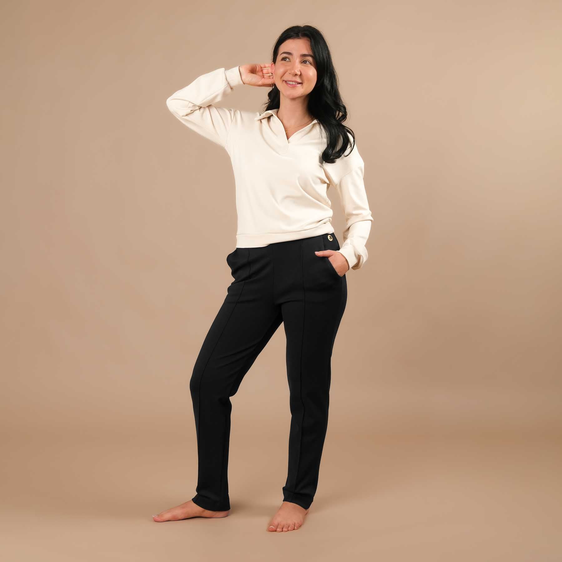 Sweat d'affaires élégant pour femmes - idéal pour le bureau, le home office et les voyages ecru