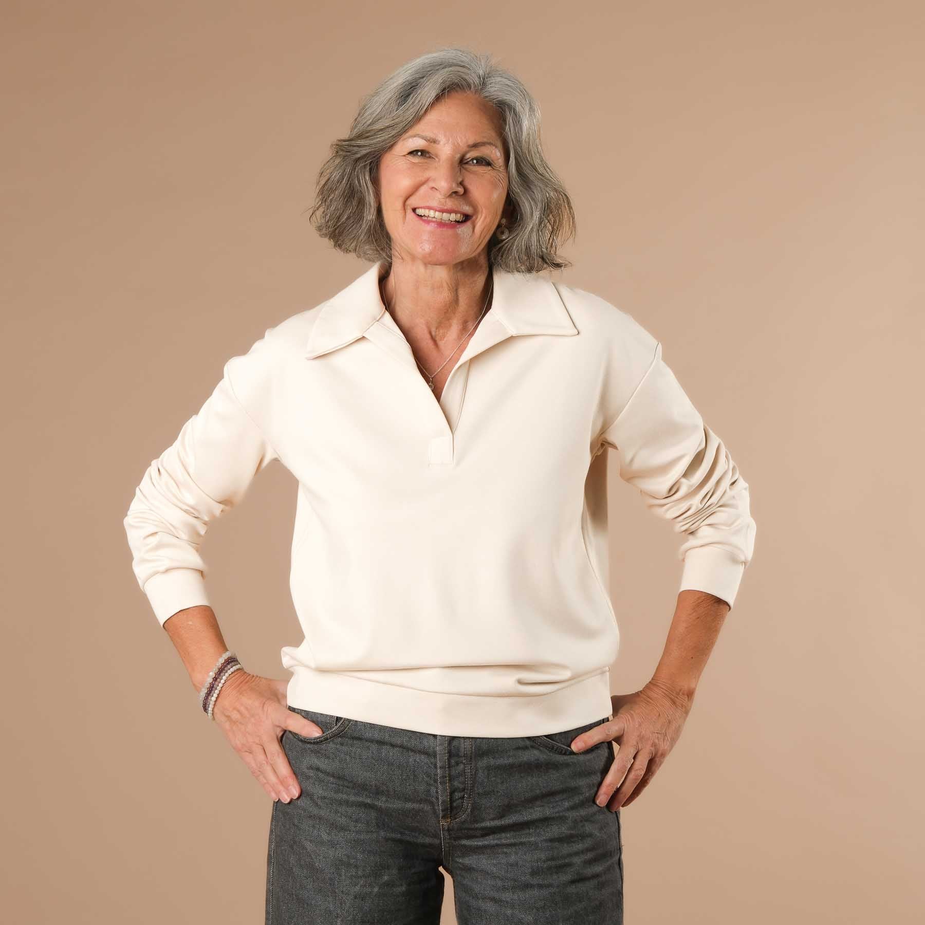 Sweat d'affaires élégant pour femmes - idéal pour le bureau, le home office et les voyages ecru