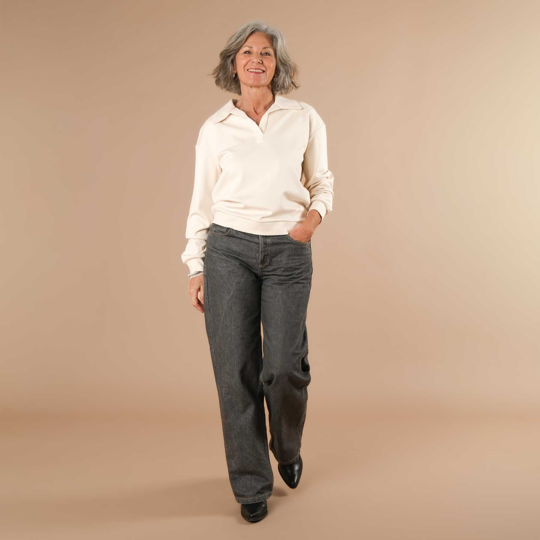 Sweat d'affaires élégant pour femmes - idéal pour le bureau, le home office et les voyages ecru