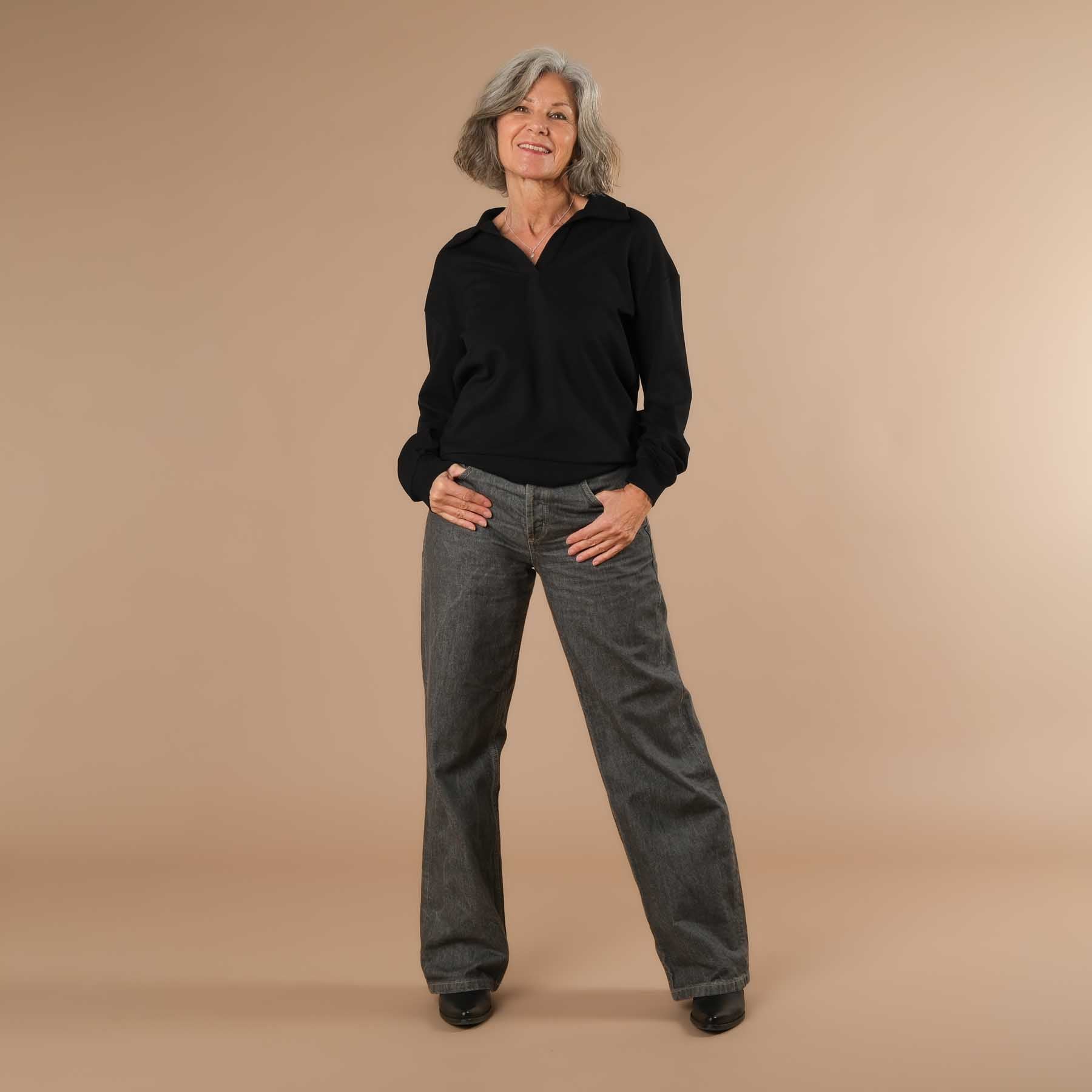 Sweat d'affaires élégant pour femmes - idéal pour le bureau, le home office et les voyages noir