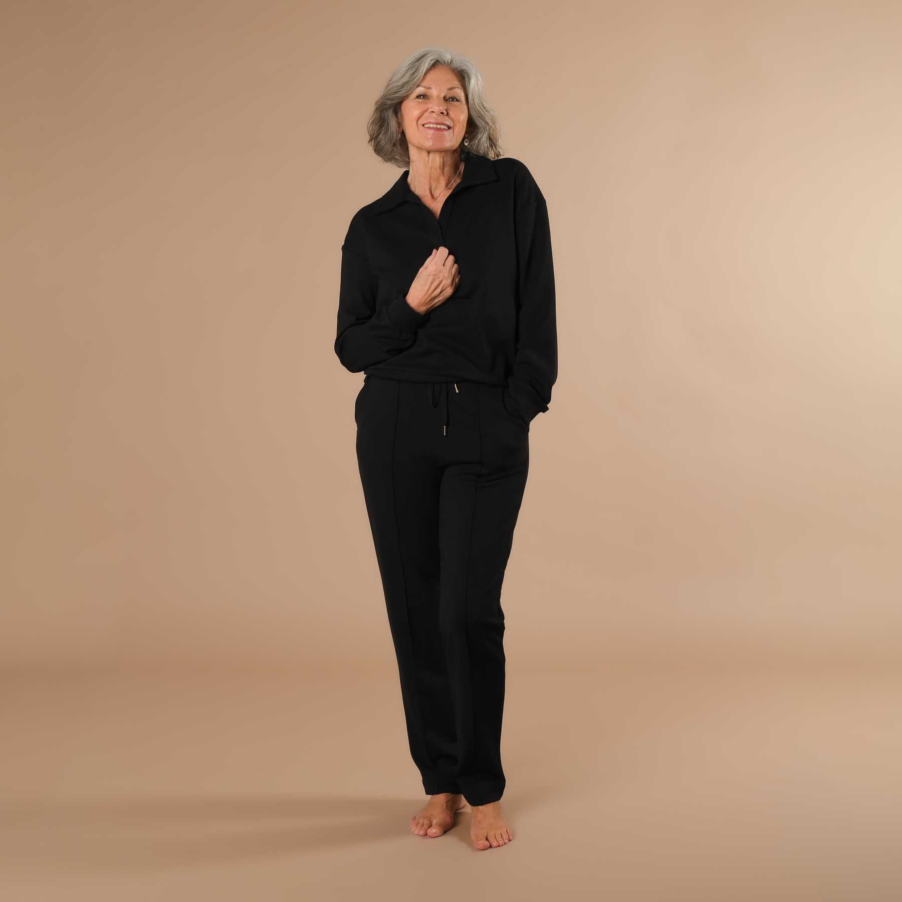 Sweat d'affaires élégant pour femmes - idéal pour le bureau, le home office et les voyages noir