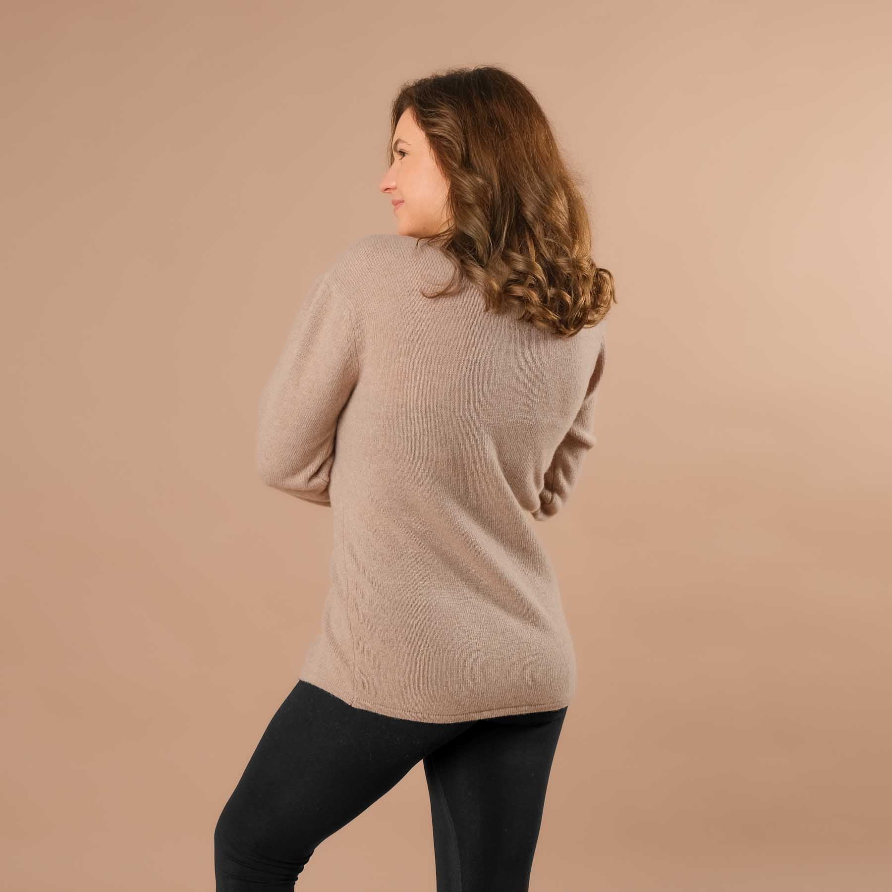 Cardigan en cachemire mérinos, cardigan de yoga, durable, beige élégant