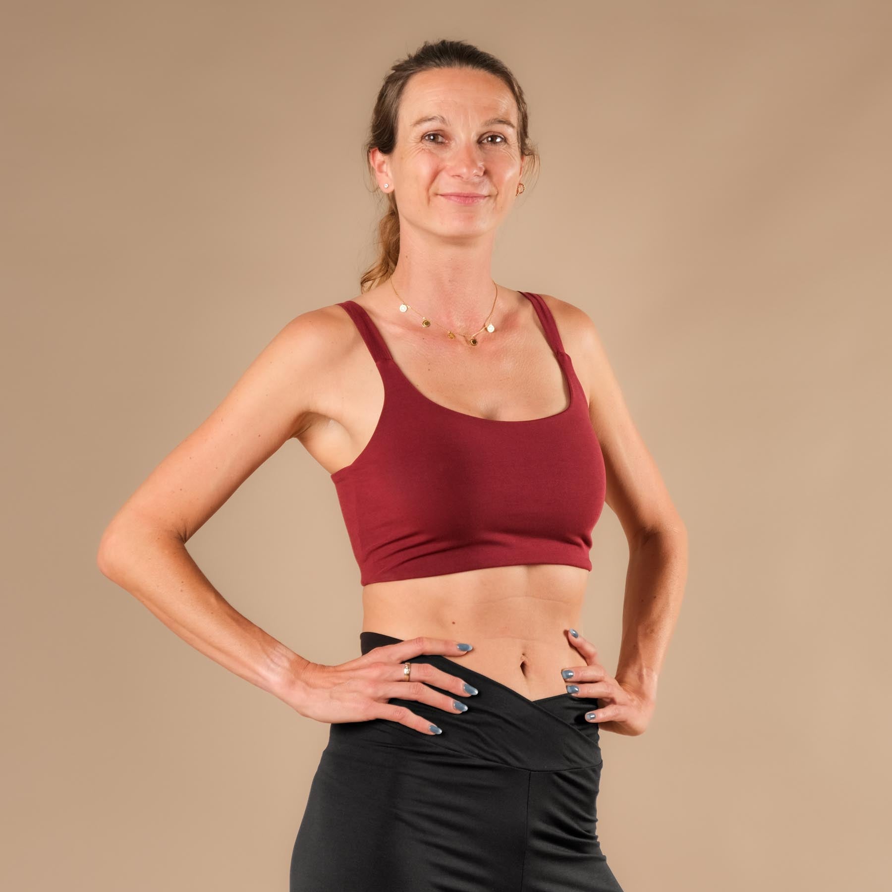 Yoga Bra Stripes Comfy bordeaux