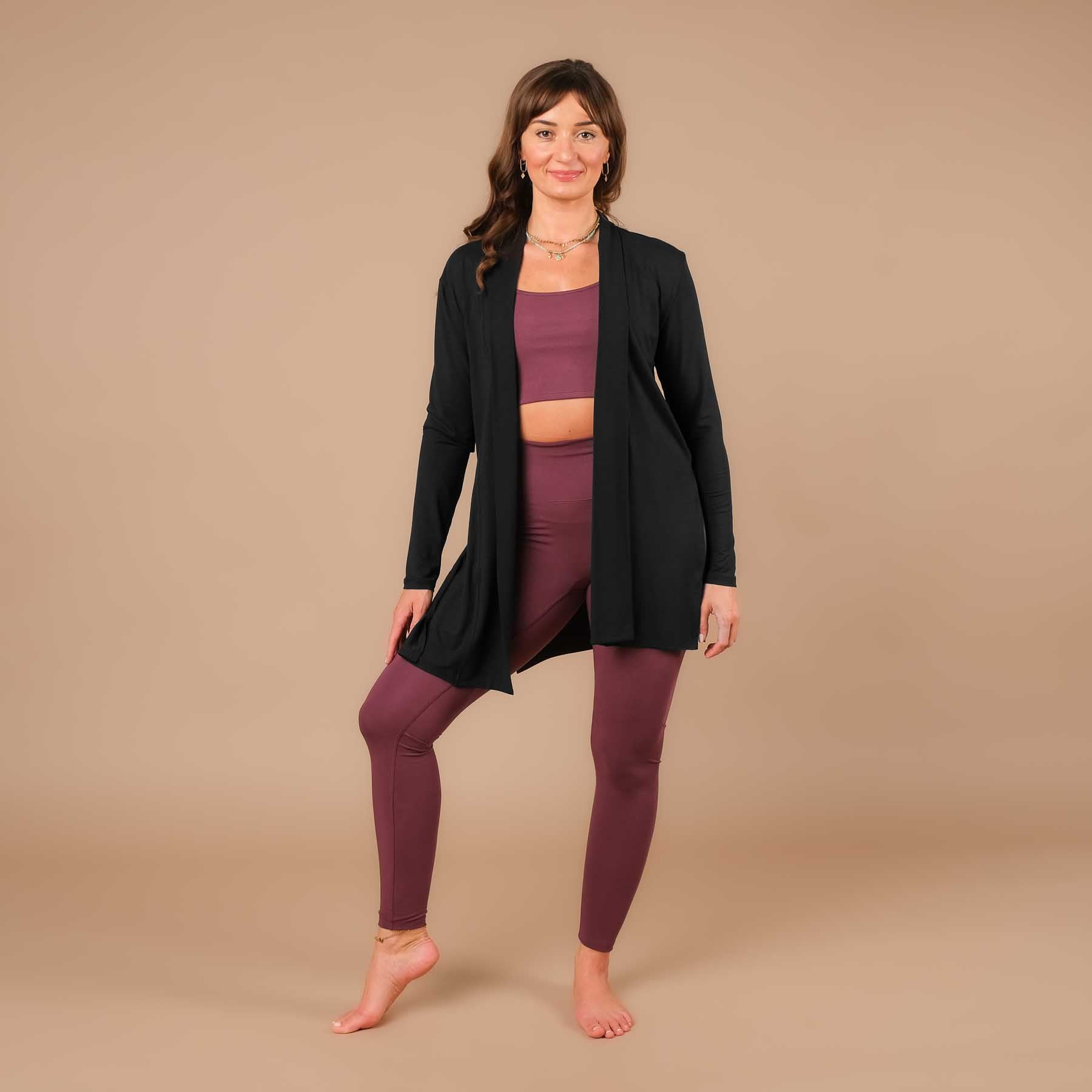 Comfy Yoga Cardigan fabriqué en Suisse noir