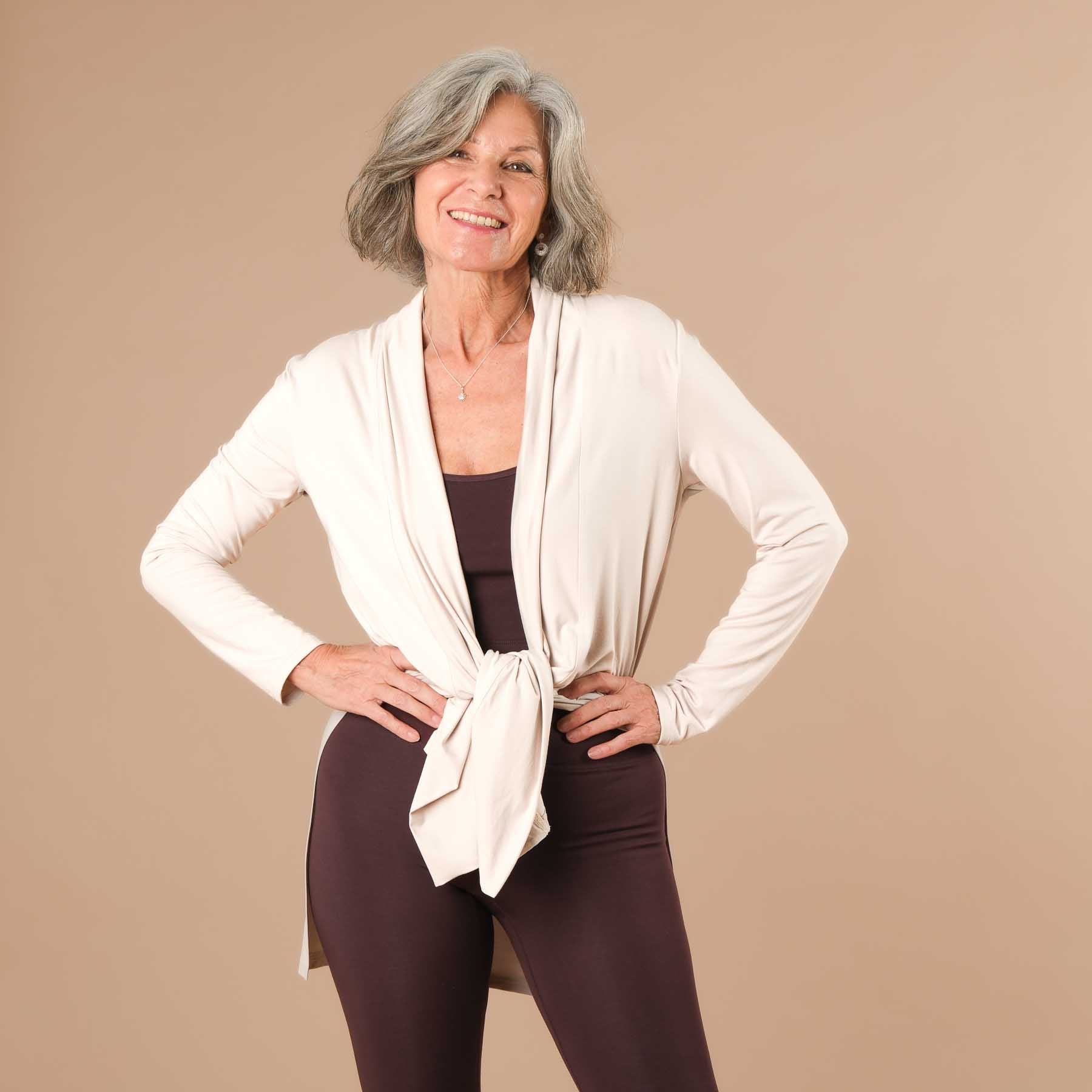 Comfy Yoga Cardigan fabriqué en Suisse sable
