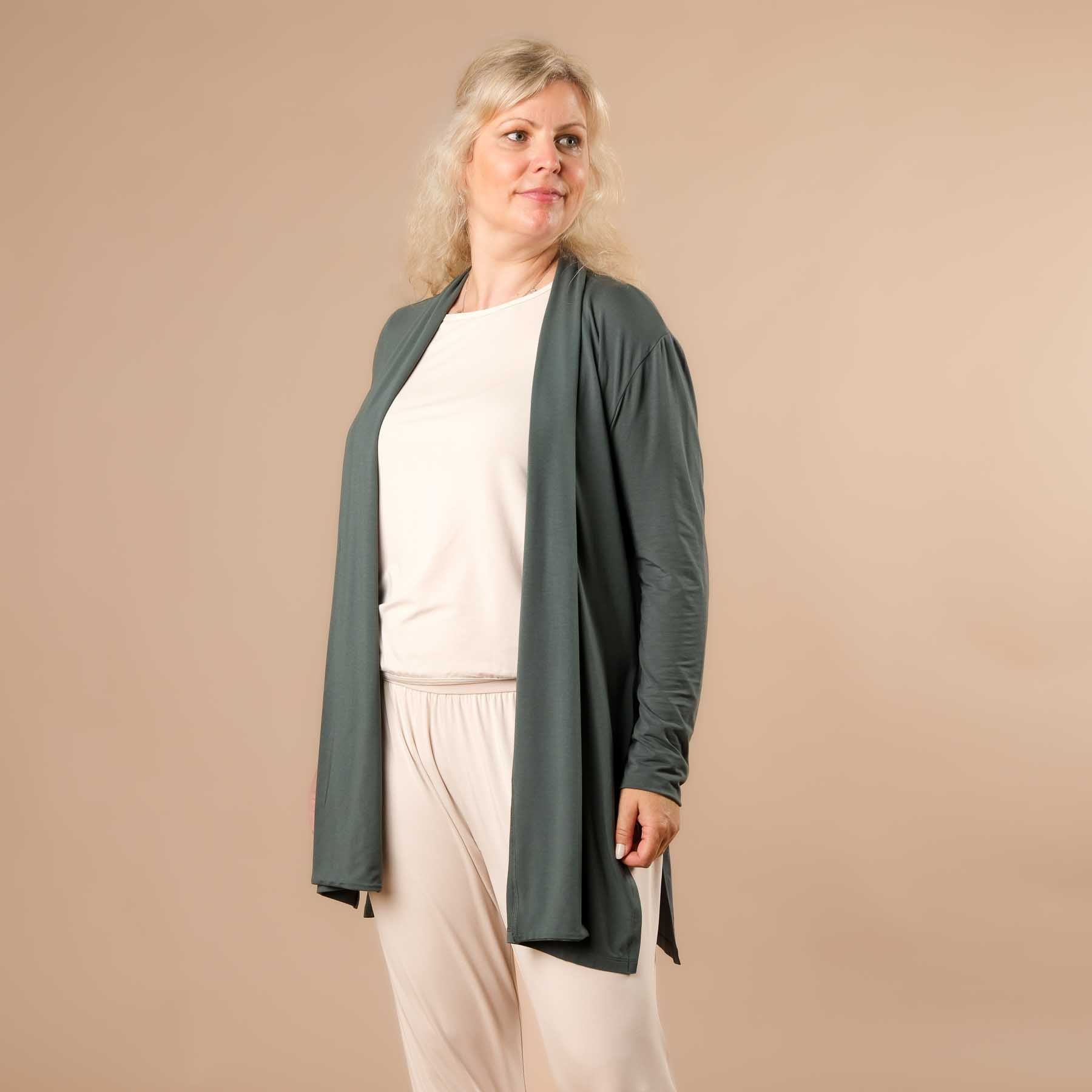 Comfy Yoga Cardigan fabriqué en Suisse émeraude
