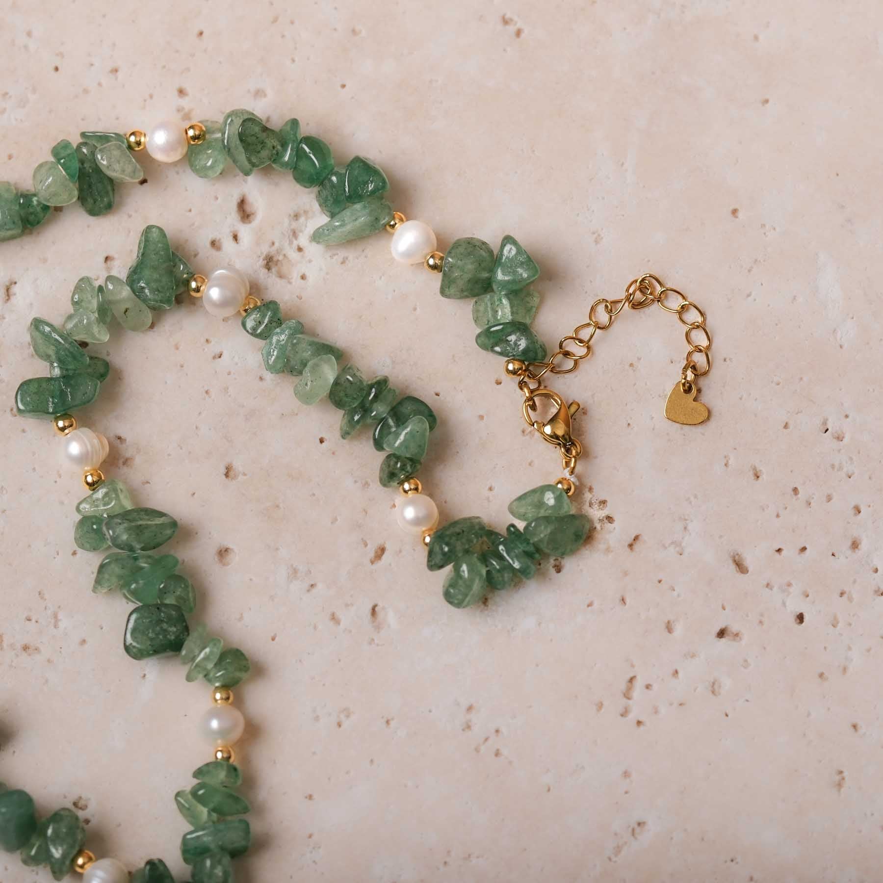 Collier de pierres précieuses avec aventurine & perles