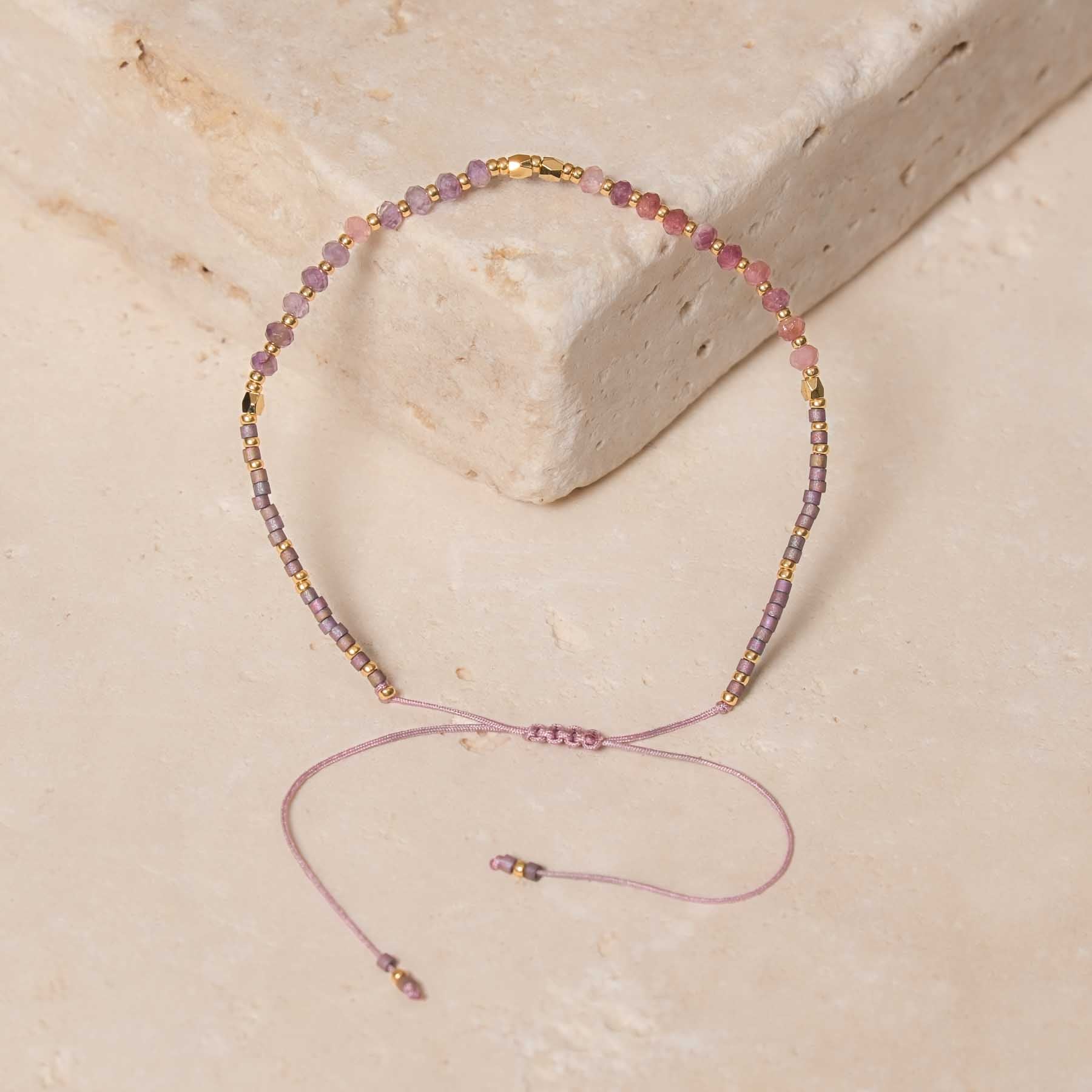 Miyuki bracelet de pierres précieuses avec améthyste et tourmaline violette