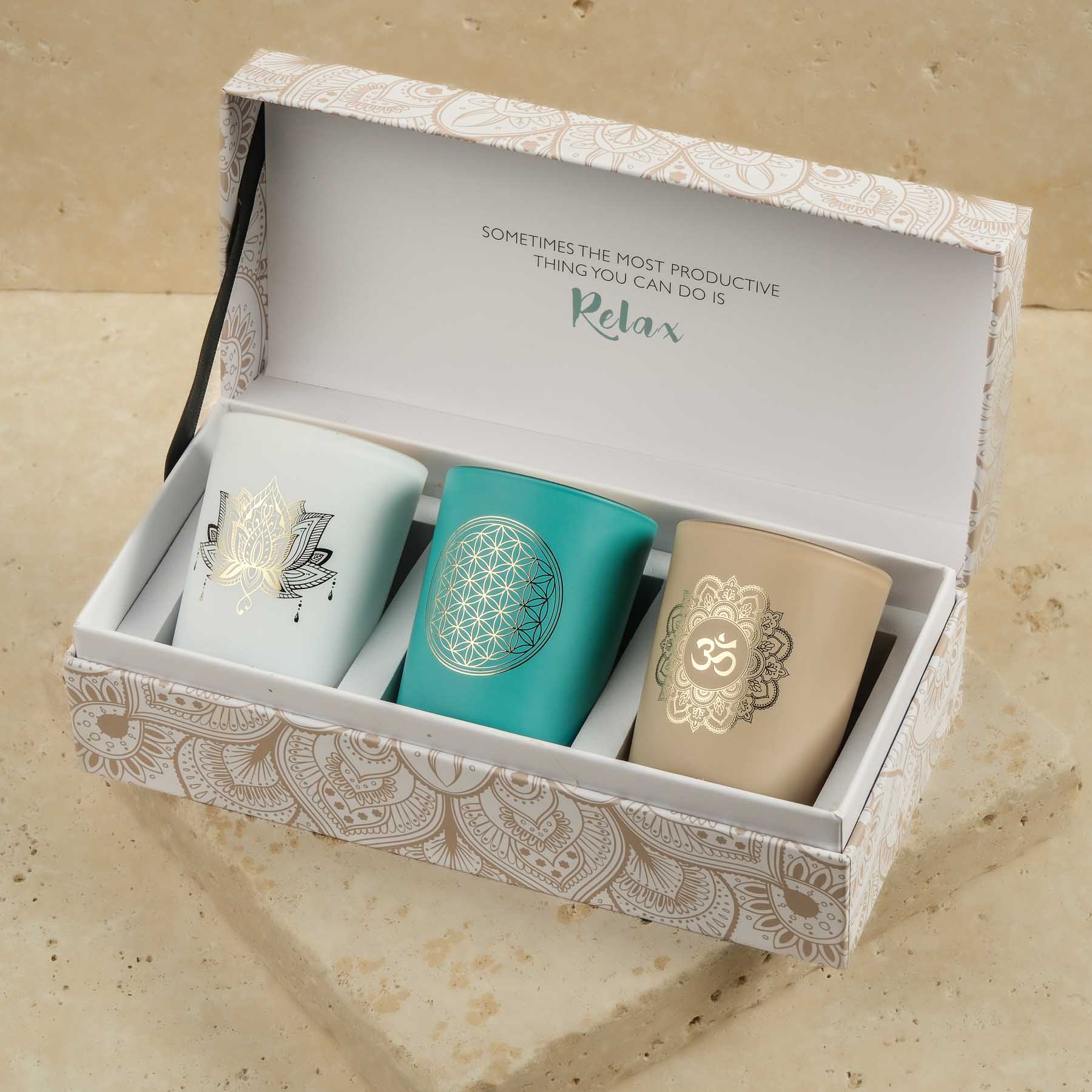 Set de 3 bougies parfumées - Boîte cadeau