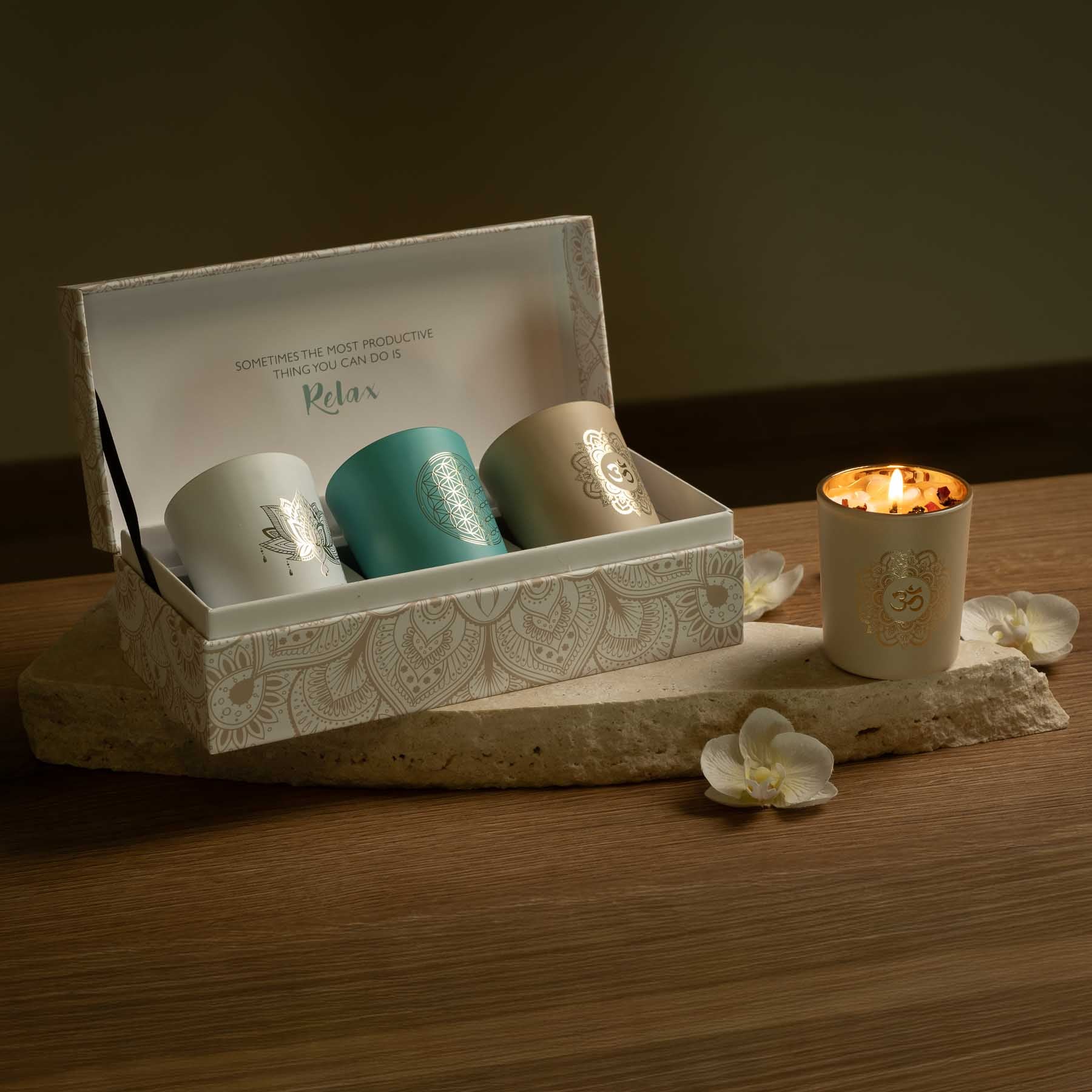 Set de 3 bougies parfumées - Boîte cadeau