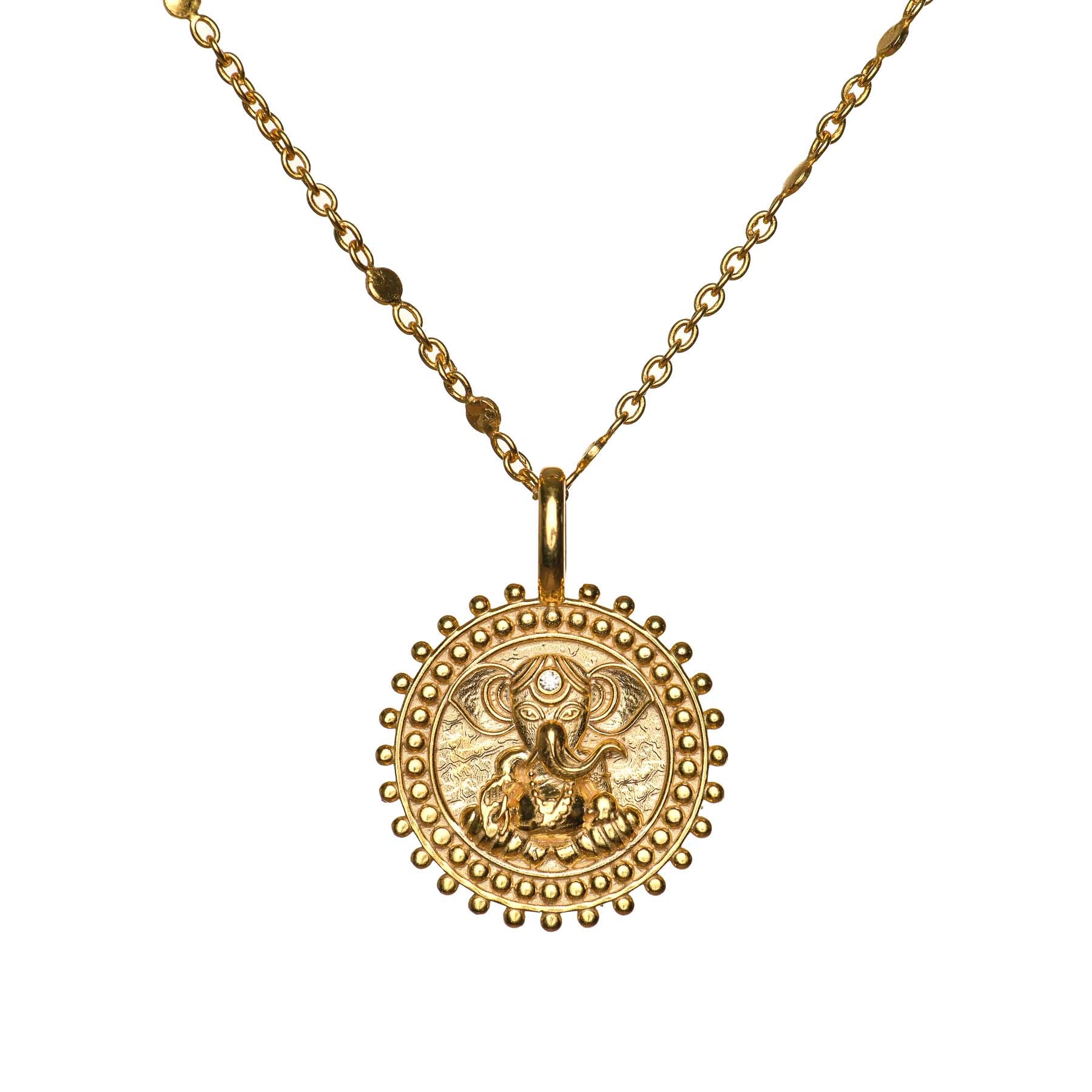Collier Ganesh avec zircon or