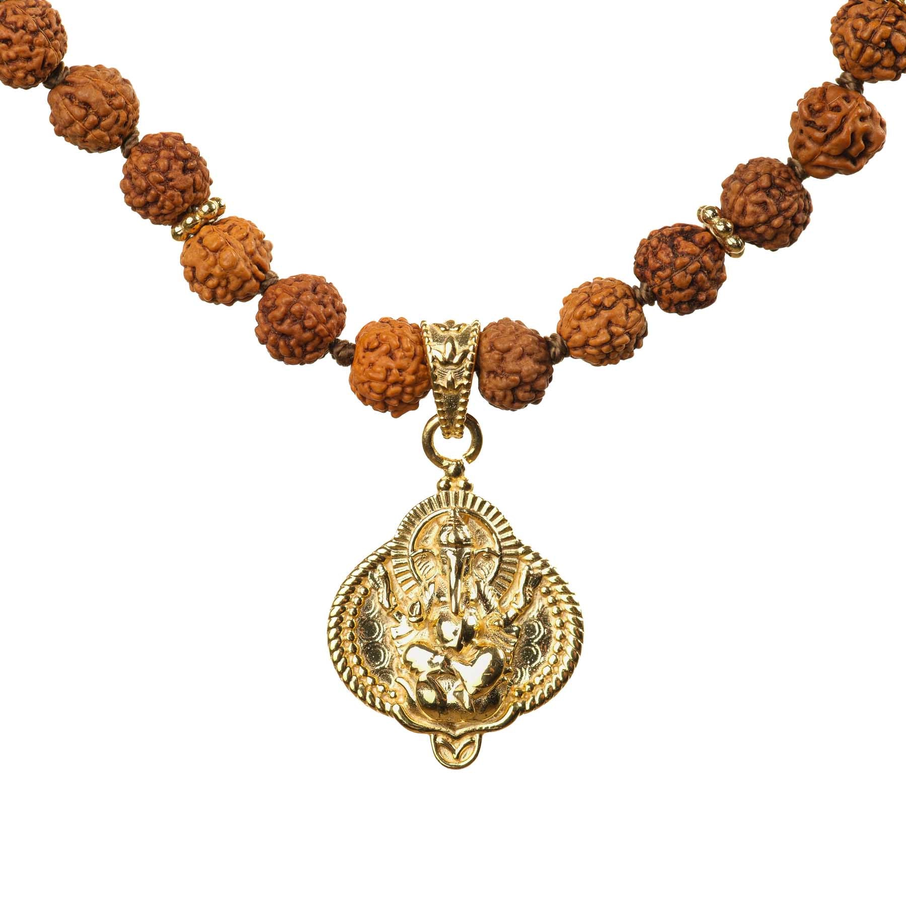 Mala Collier Ganesh avec perles de Rudraksha or