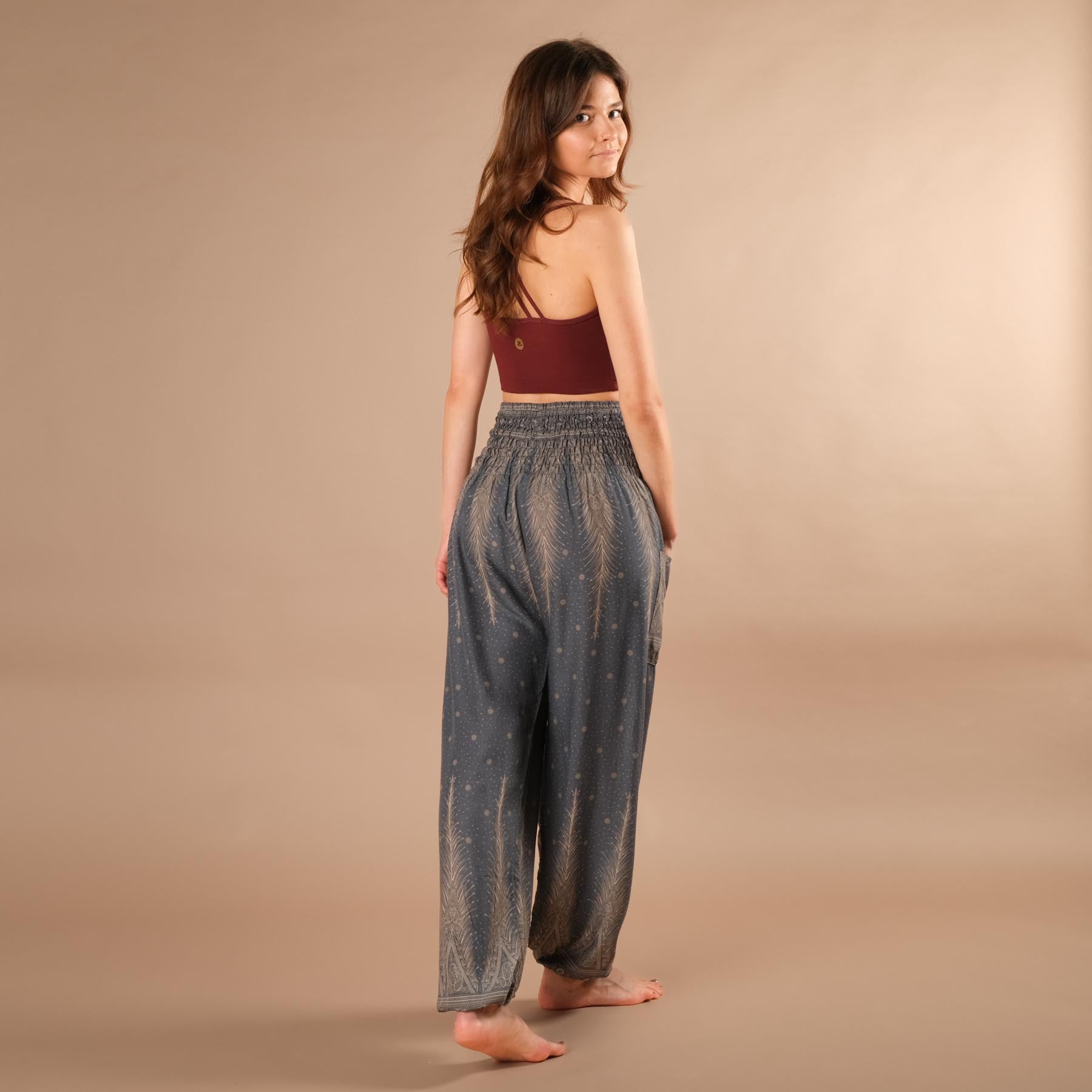 Pantalon de harem, sarouel pour le yoga et les loisirs Bohemian gris