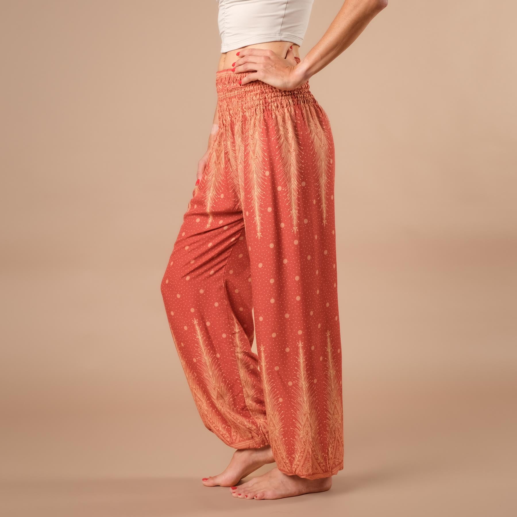 Pantalon de harem, sarouel pour le yoga et les loisirs Bohemian orange