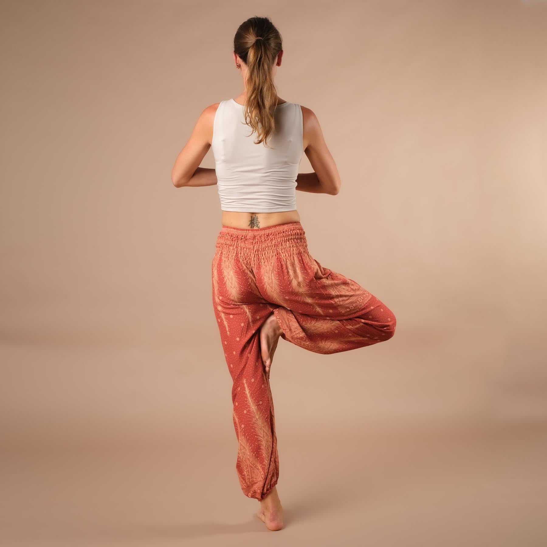 Pantalon de harem, sarouel pour le yoga et les loisirs Bohemian orange