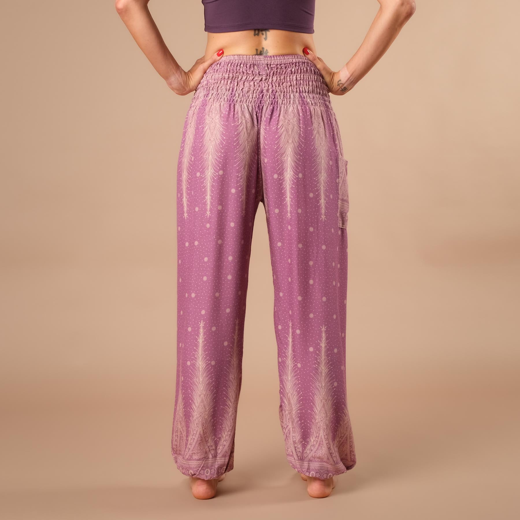 pantalon de harem, sarouel pour le yoga et les loisirs bohème violet