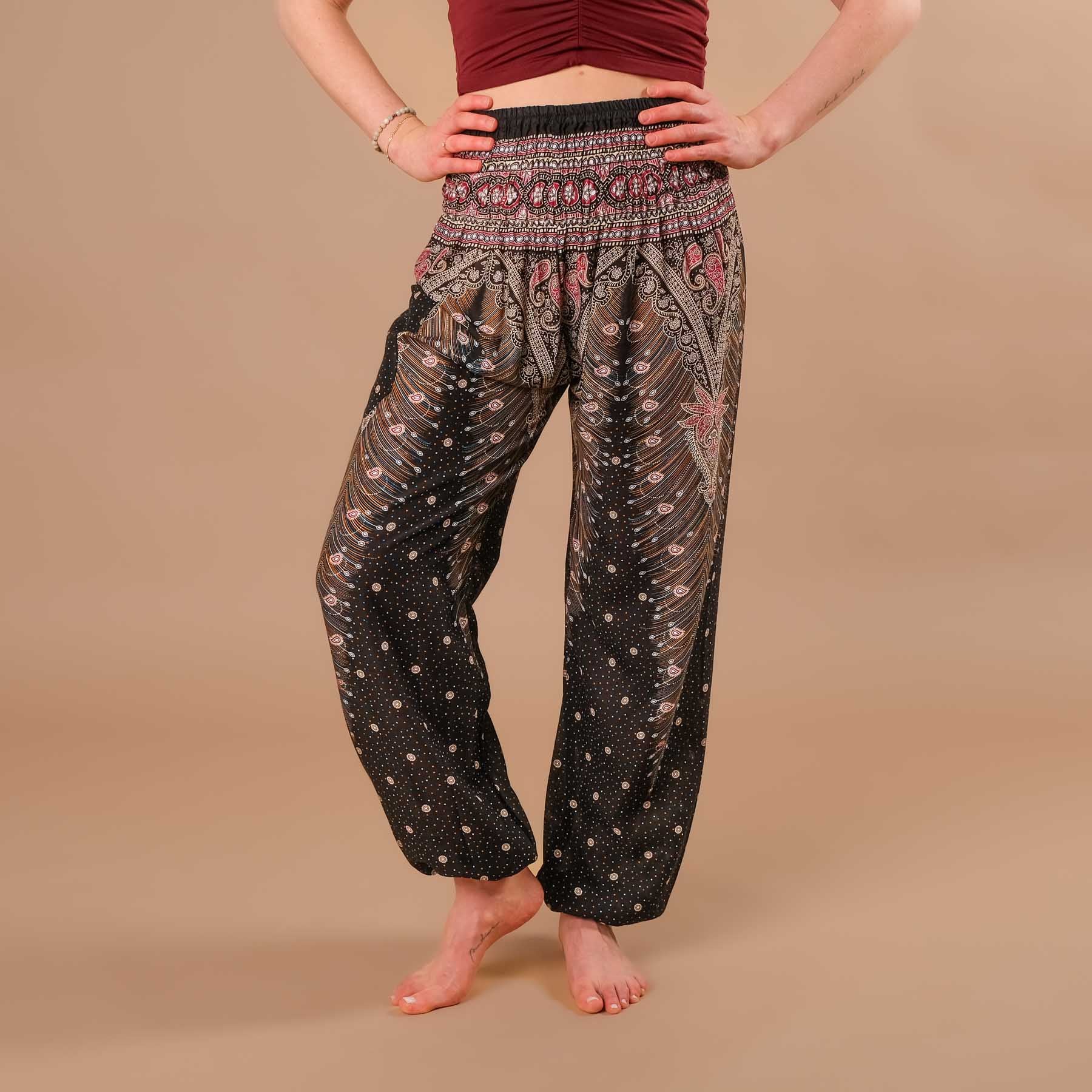 Pantalon de yoga harem Feather black-berry